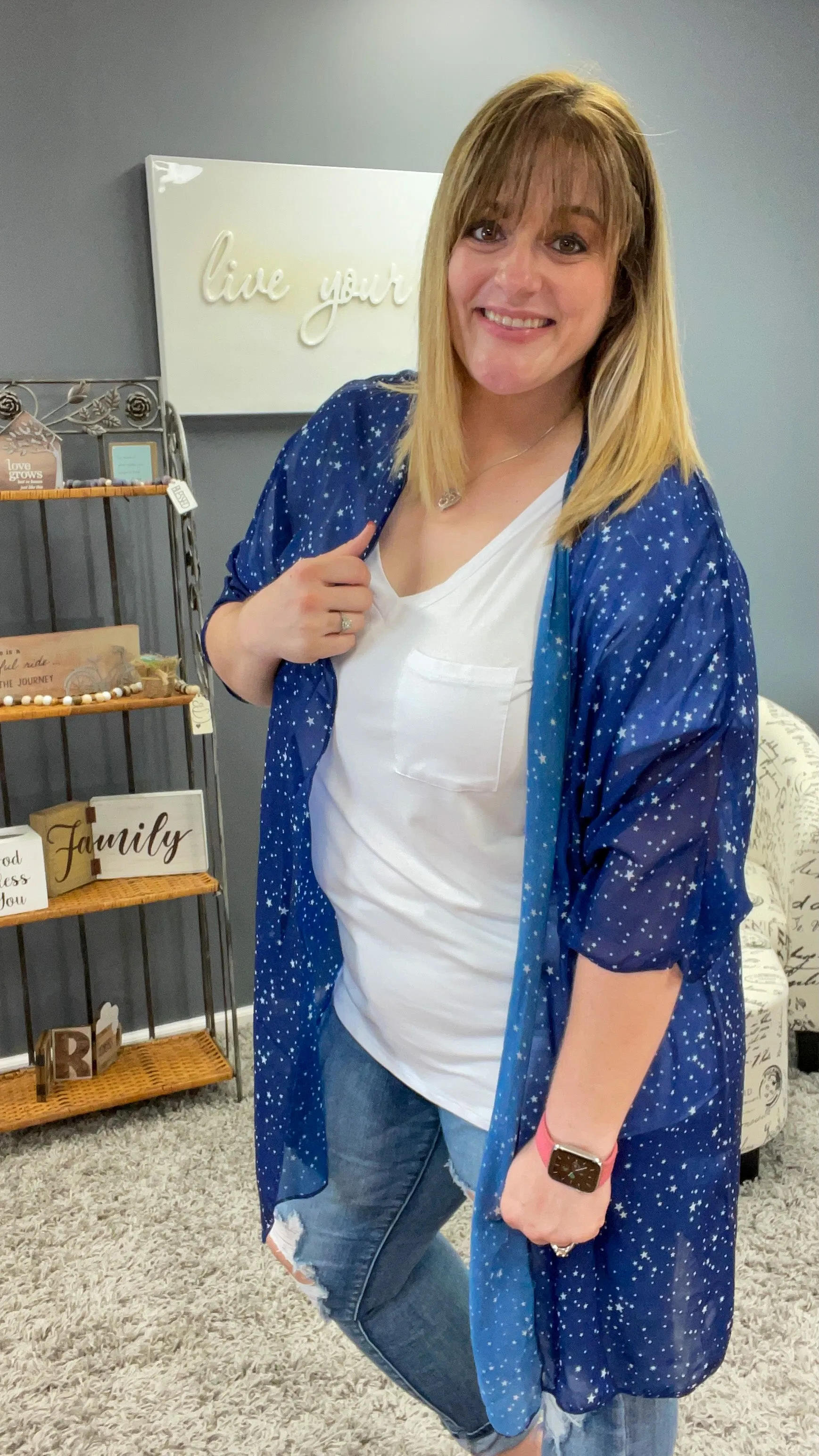 Micro Blue Stars Kimono