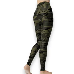 Mid Rise Army Green Ankle Leggings for Women