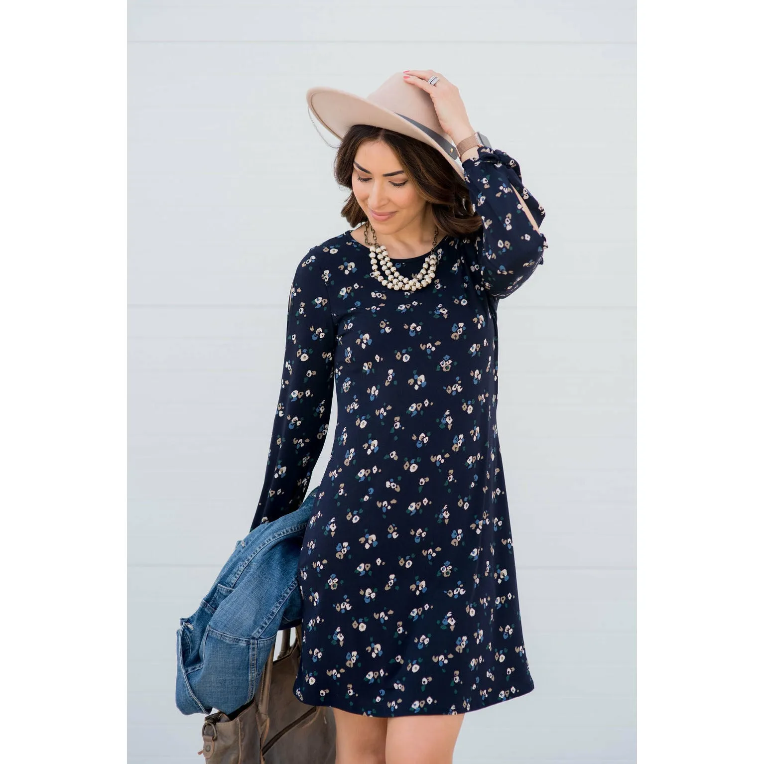 Mini Floral Slit Sleeve Dress
