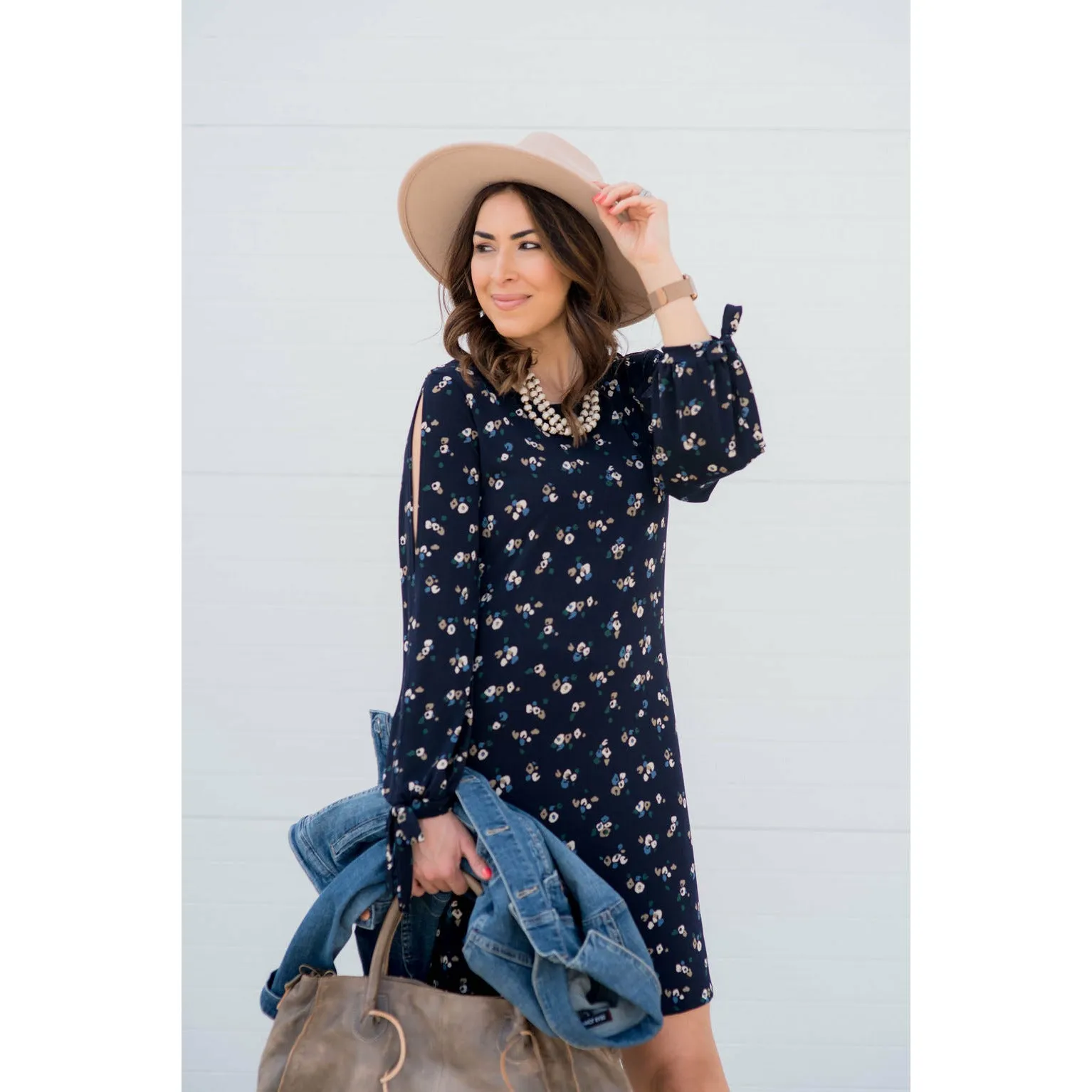 Mini Floral Slit Sleeve Dress
