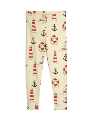 Mini Rodini Lighthouse AOP Leggings - Yellow