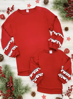 Mommy and Me Crimson Tassel Puff Sleeve Top