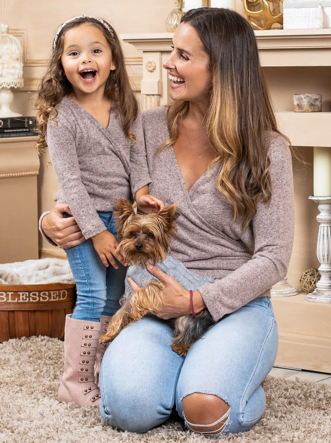 Mommy and Me Dress in Style Wrap Top
