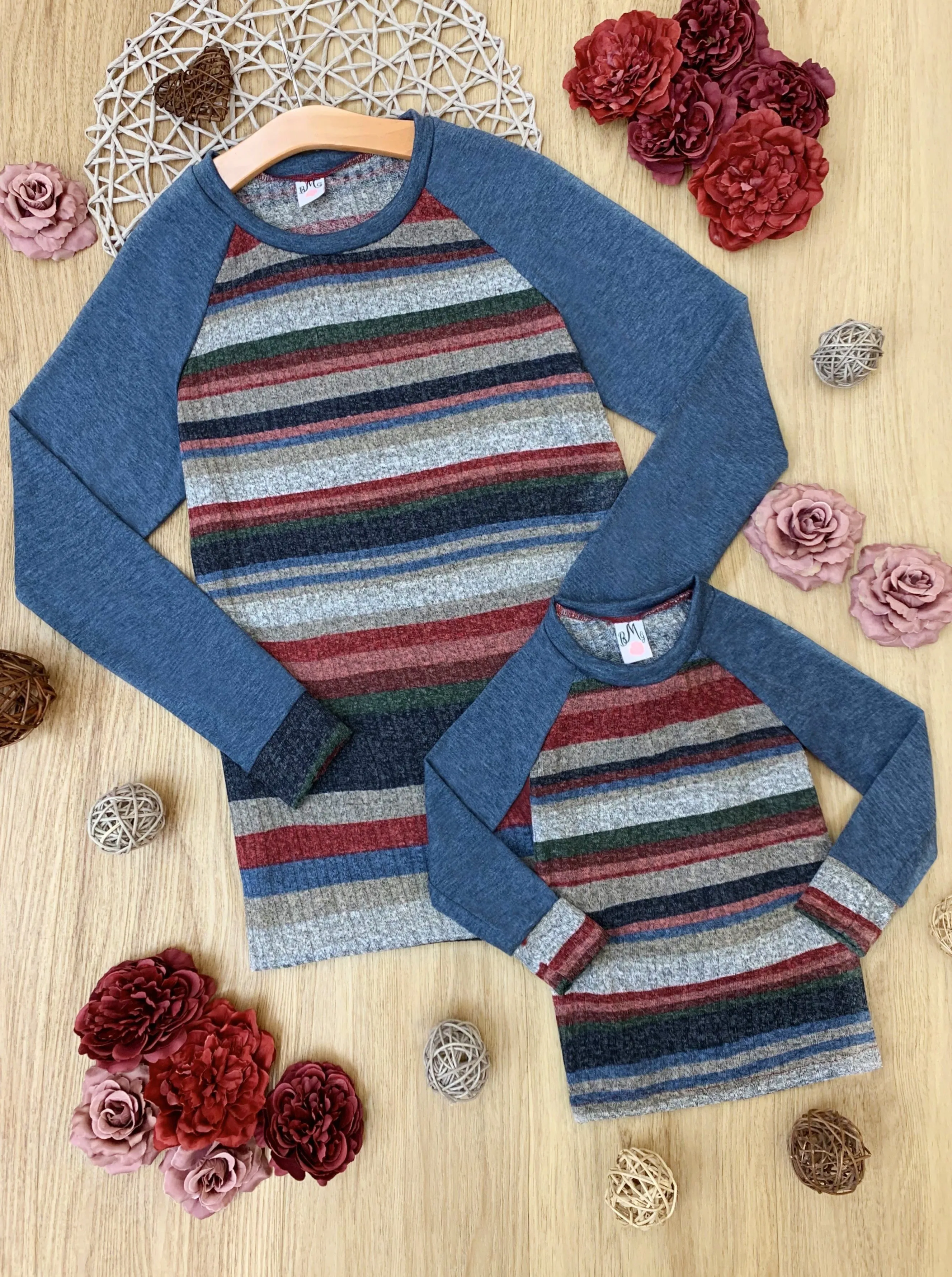 Mommy And Me Striped Like Mama Raglan Top