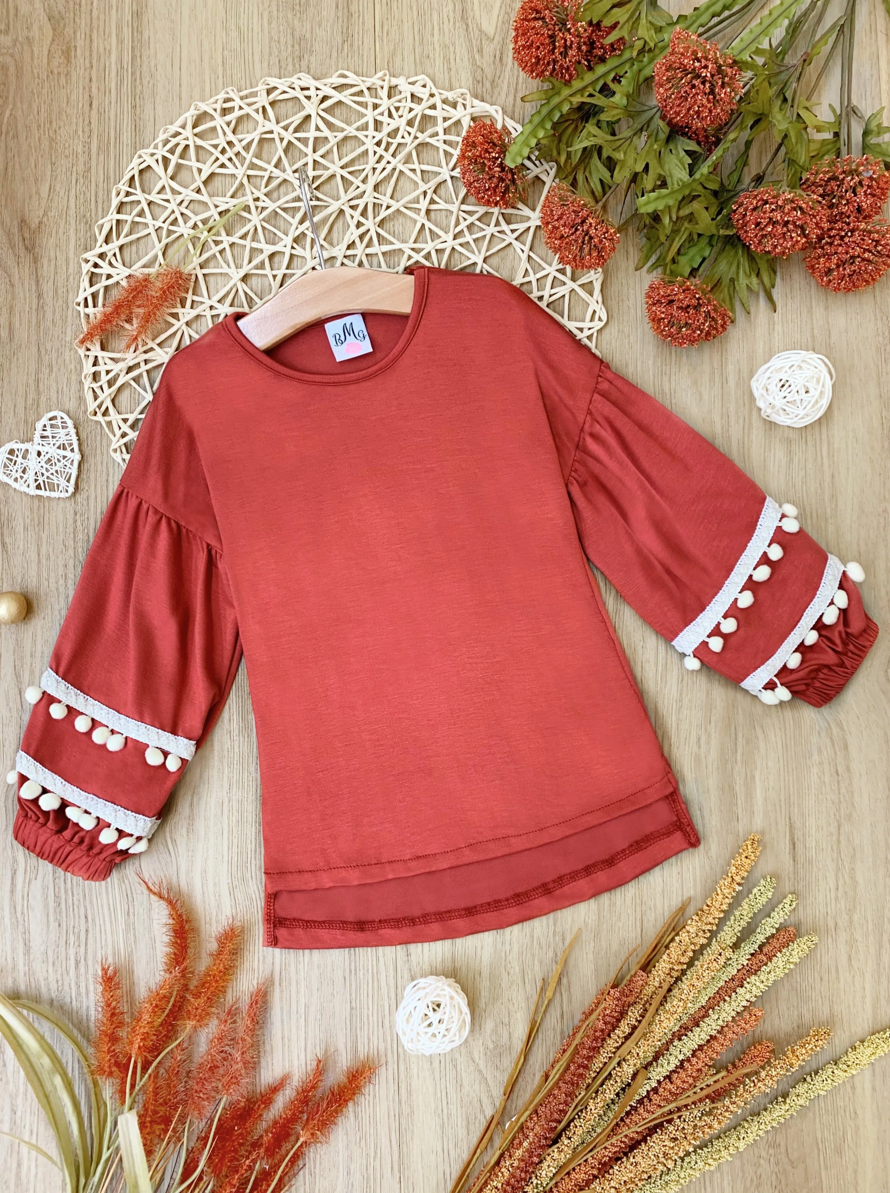 Mommy and Me Tassel Puff Sleeve Top