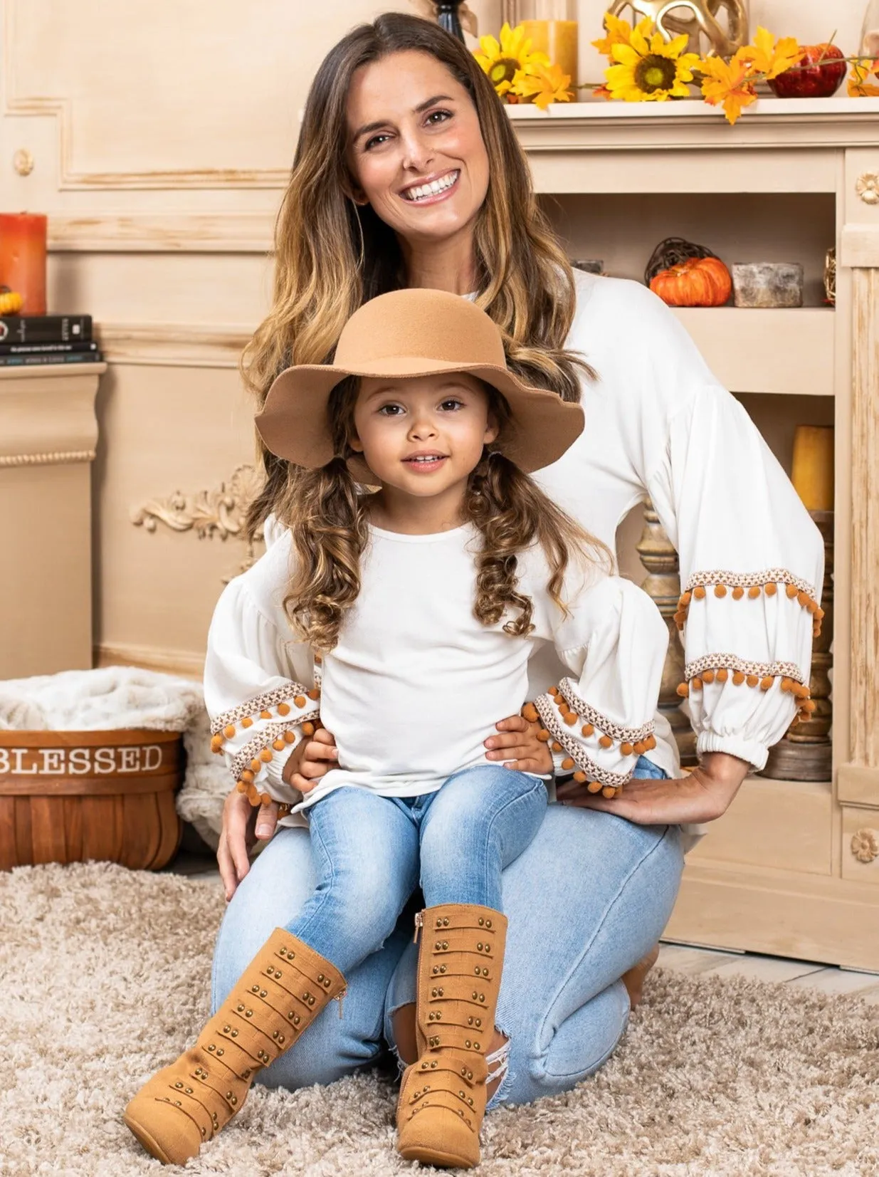 Mommy and Me Tassel Puff Sleeve Top