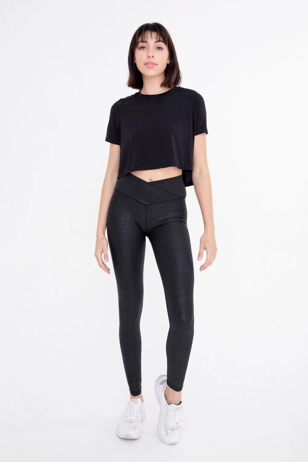 Mono B Leather Look Crossover Leggings