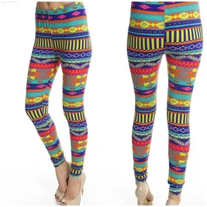 Multi Color Tribal Print Legging