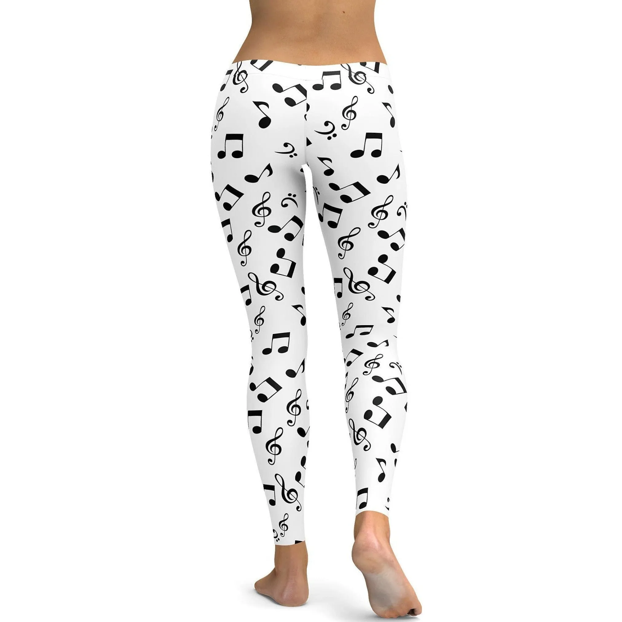 Music Notes White Leggings