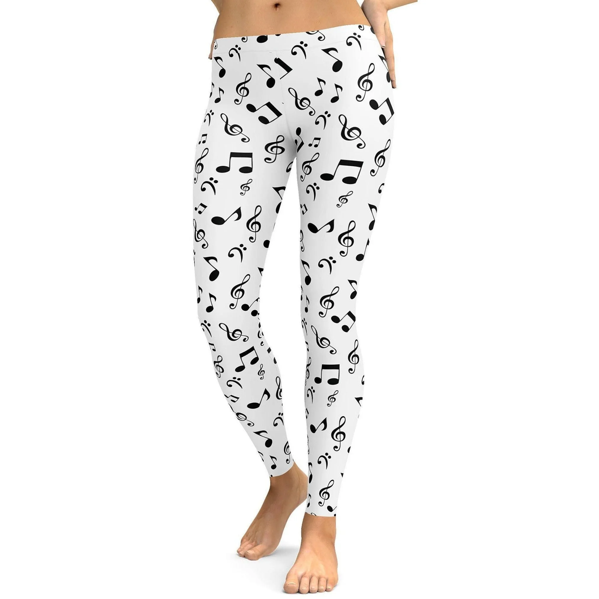 Music Notes White Leggings