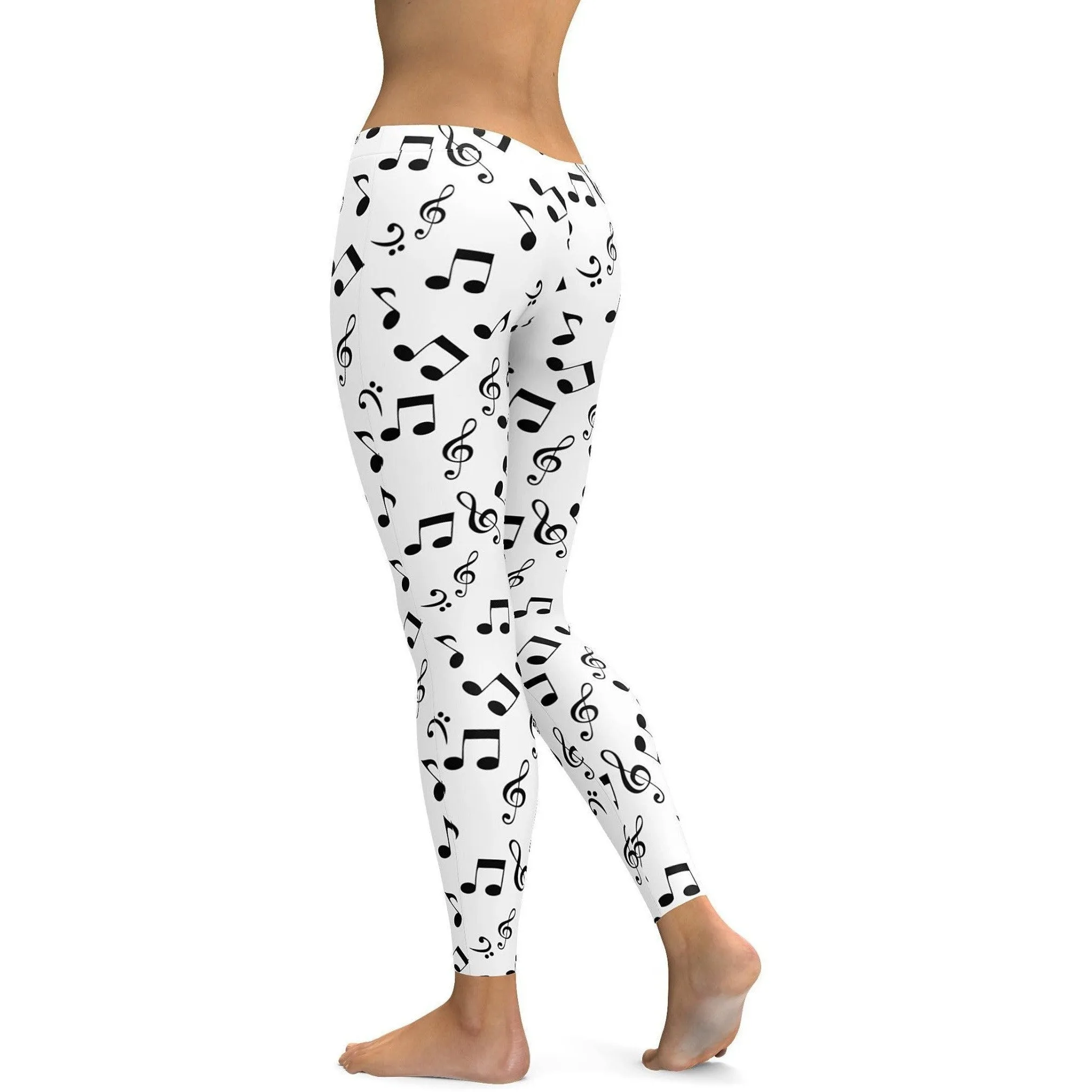 Music Notes White Leggings
