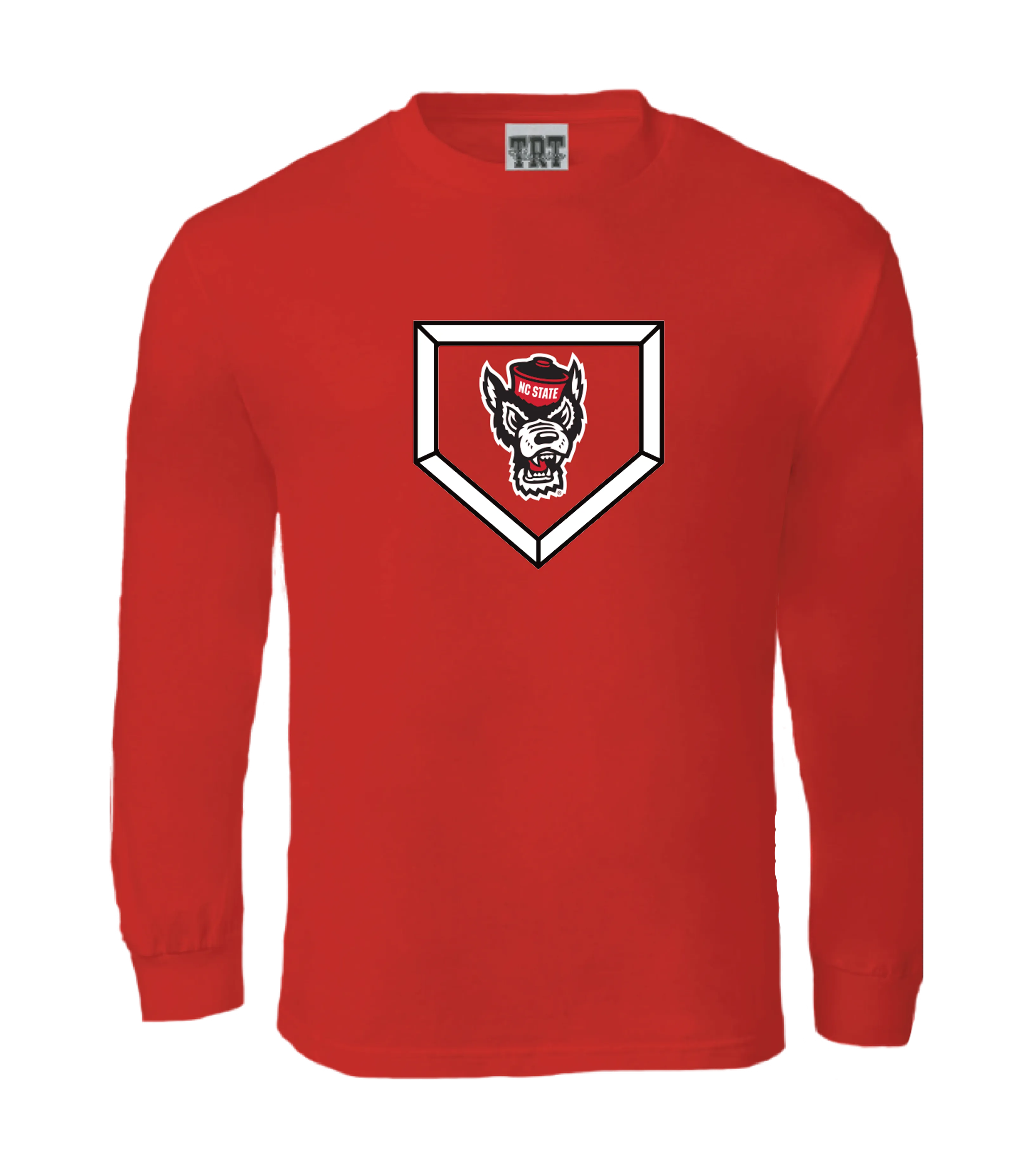 NC State Wolfpack Red Wolfhead Homeplate Long Sleeve T-Shirt