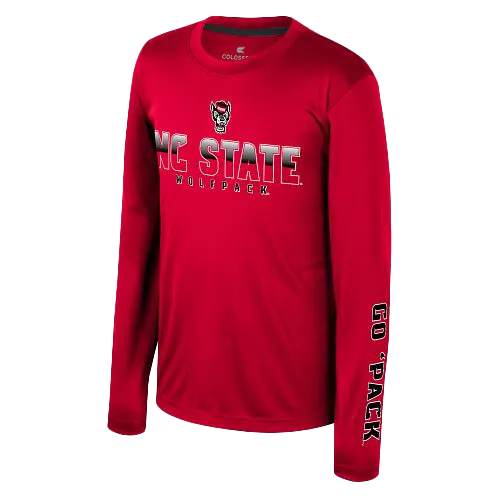 NC State Wolfpack Youth Red Long Sleeve Performance T-shirt