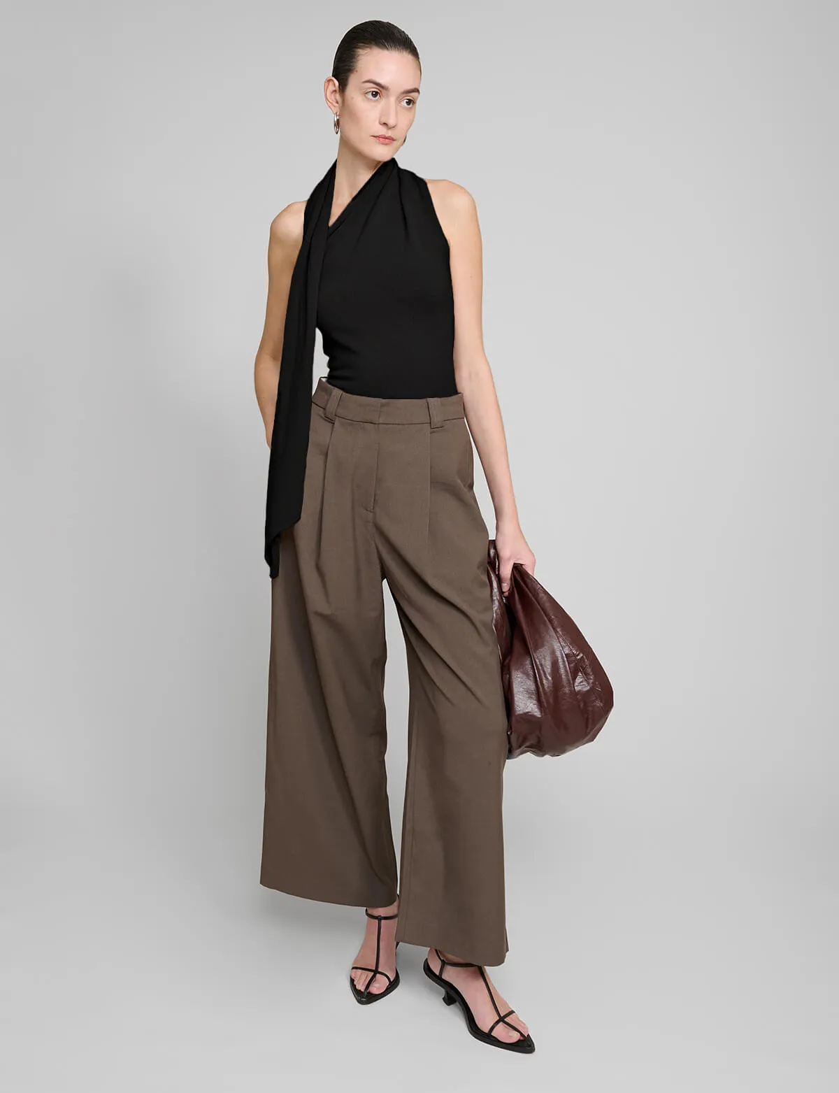 Neck Tie Knit Top