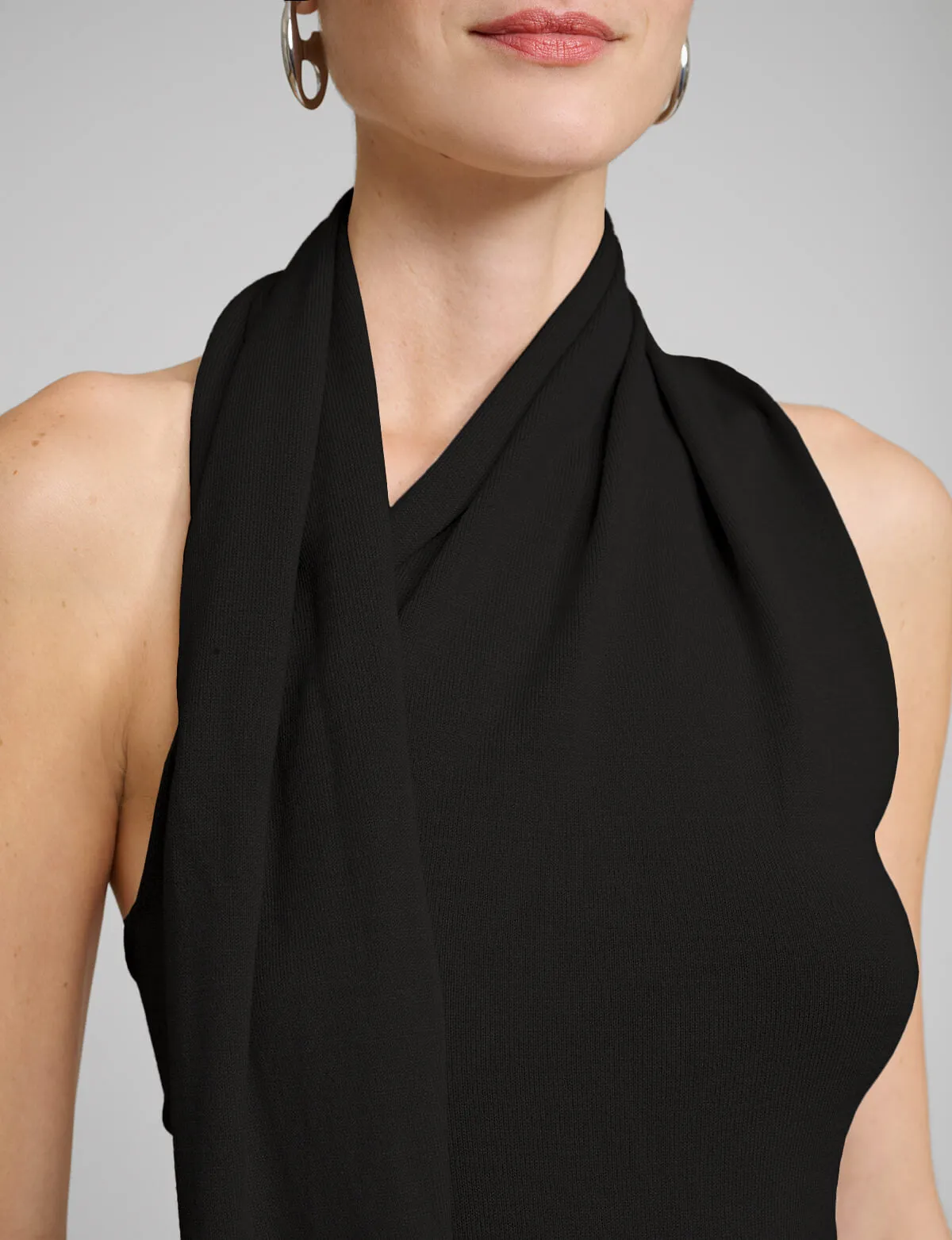 Neck Tie Knit Top