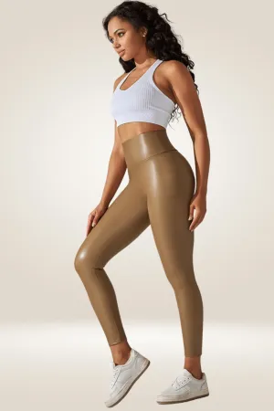 Nude High Waisted Faux Leather Leggings