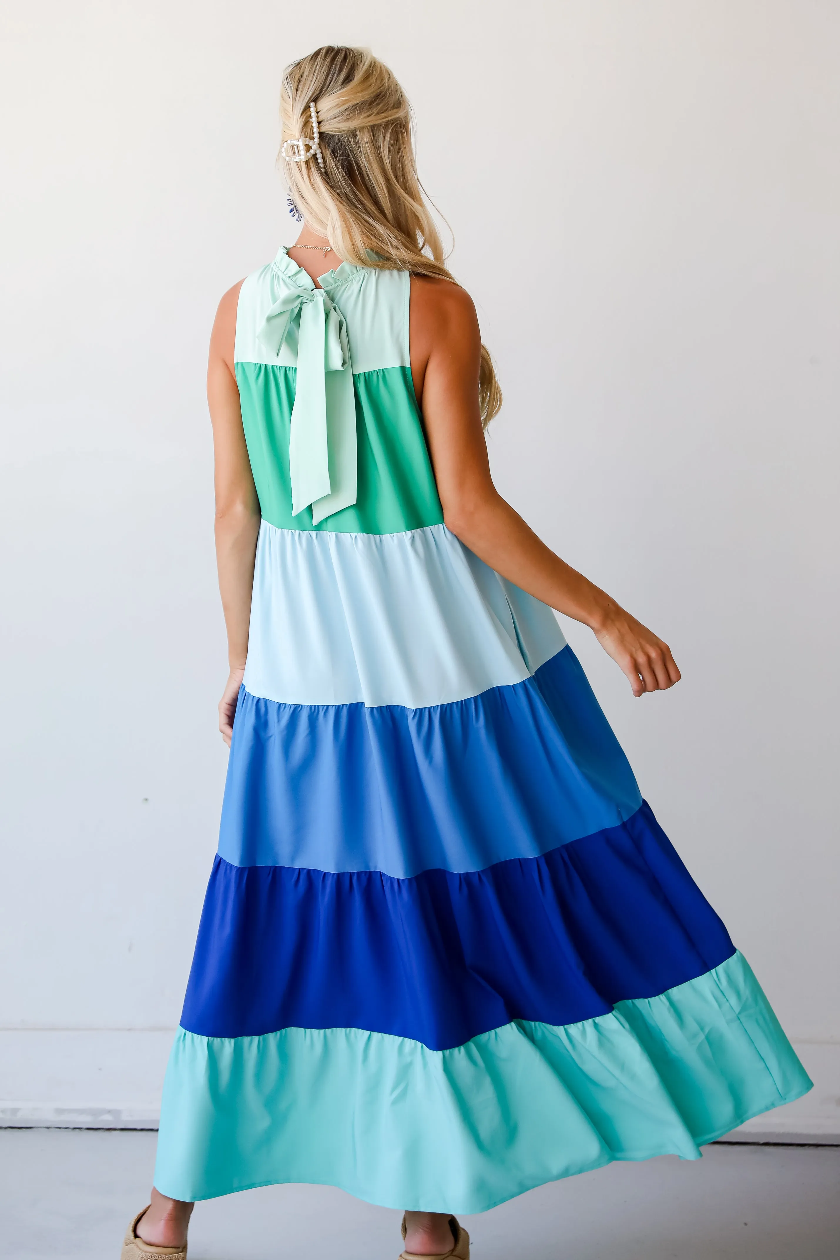 Ocean Skies Color Block Maxi Dress