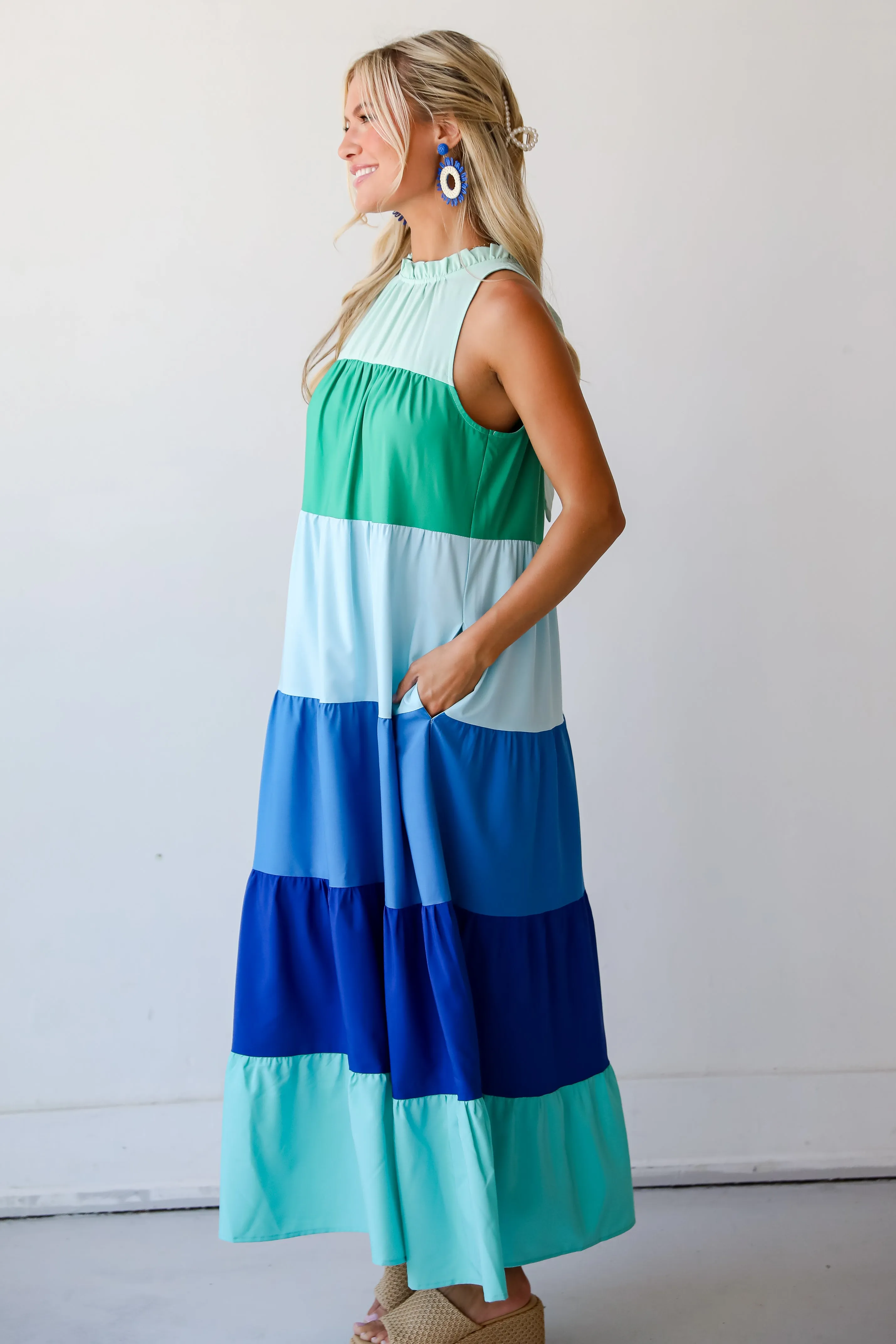 Ocean Skies Color Block Maxi Dress