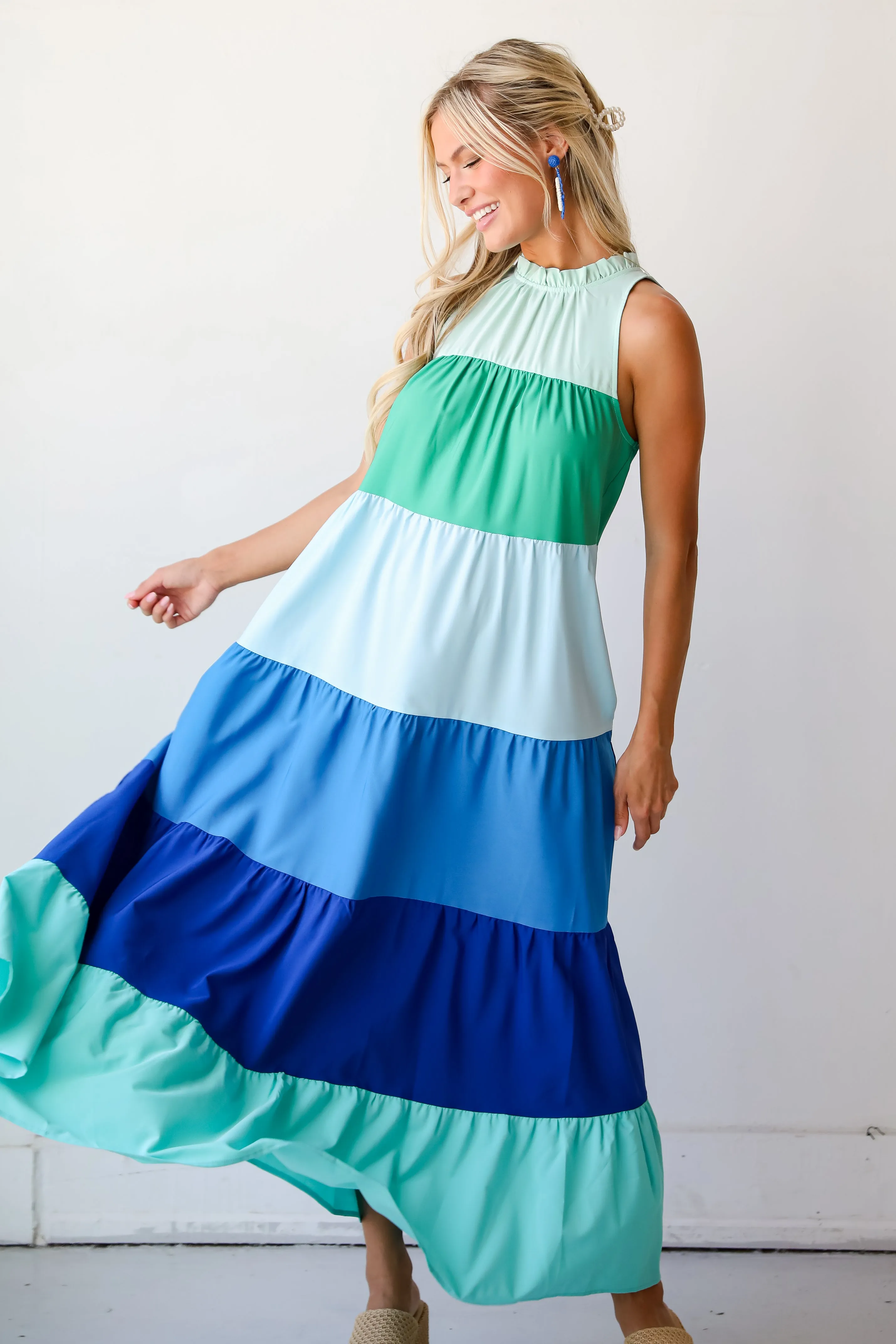 Ocean Skies Color Block Maxi Dress