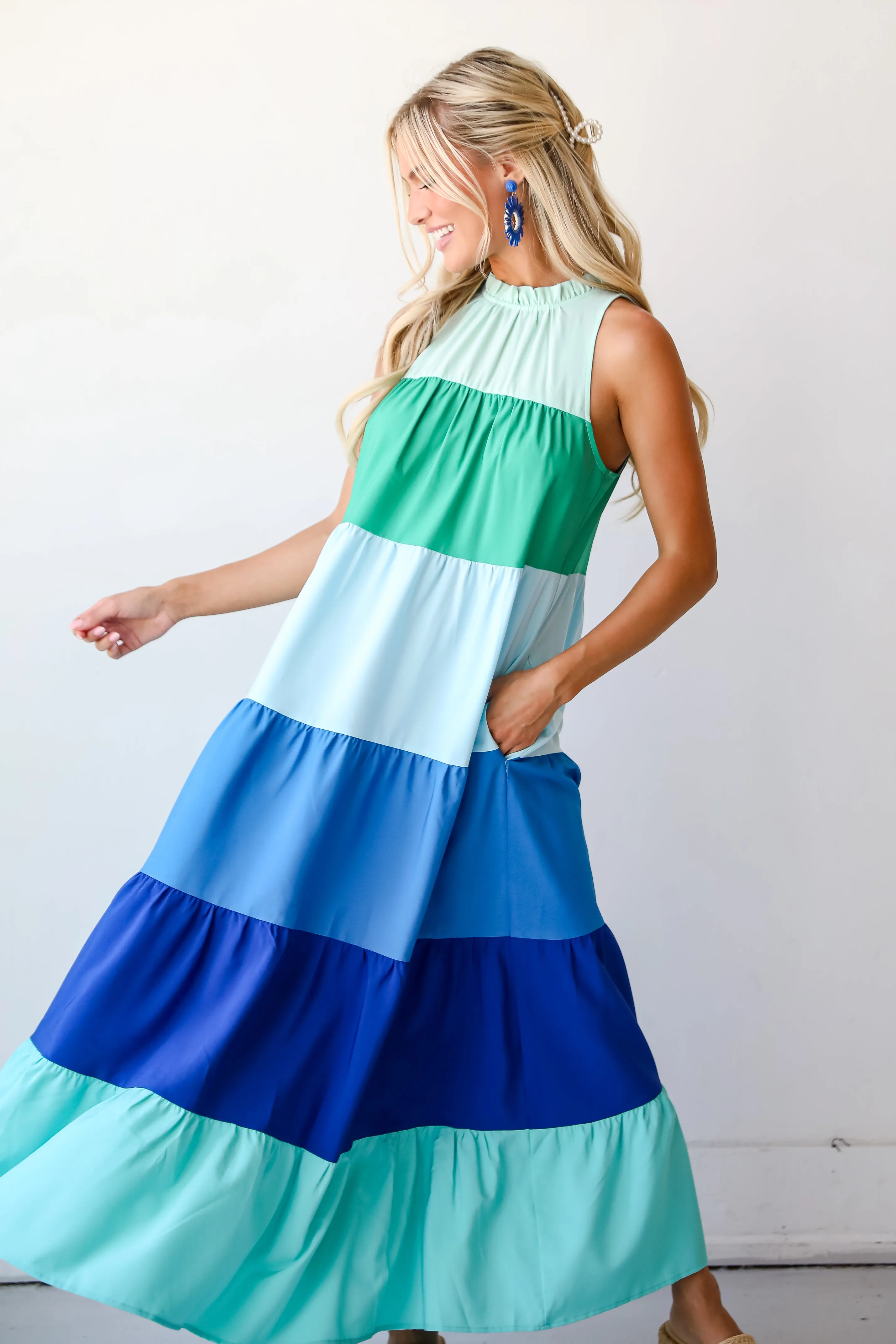 Ocean Skies Color Block Maxi Dress