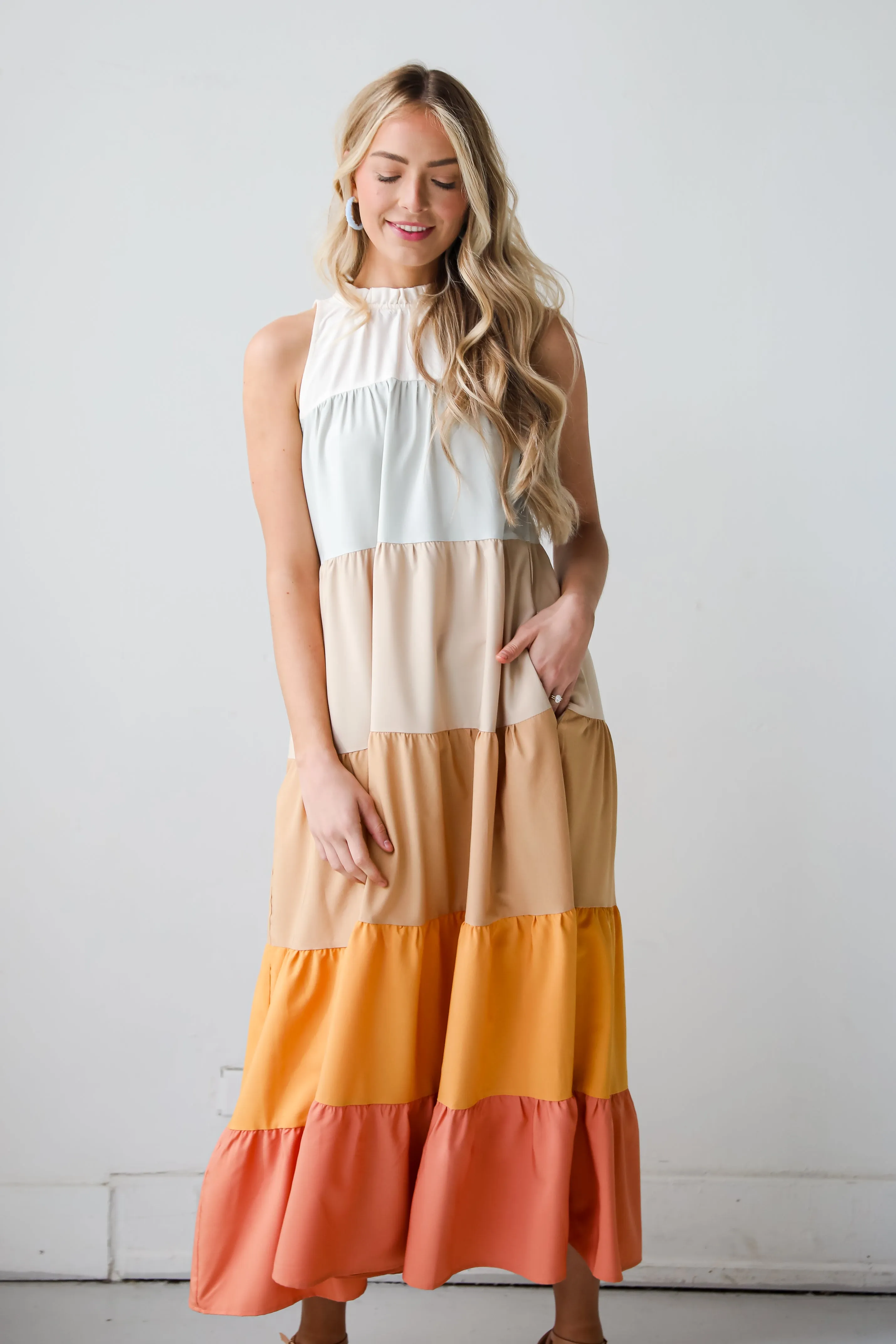 Ocean Skies Color Block Maxi Dress