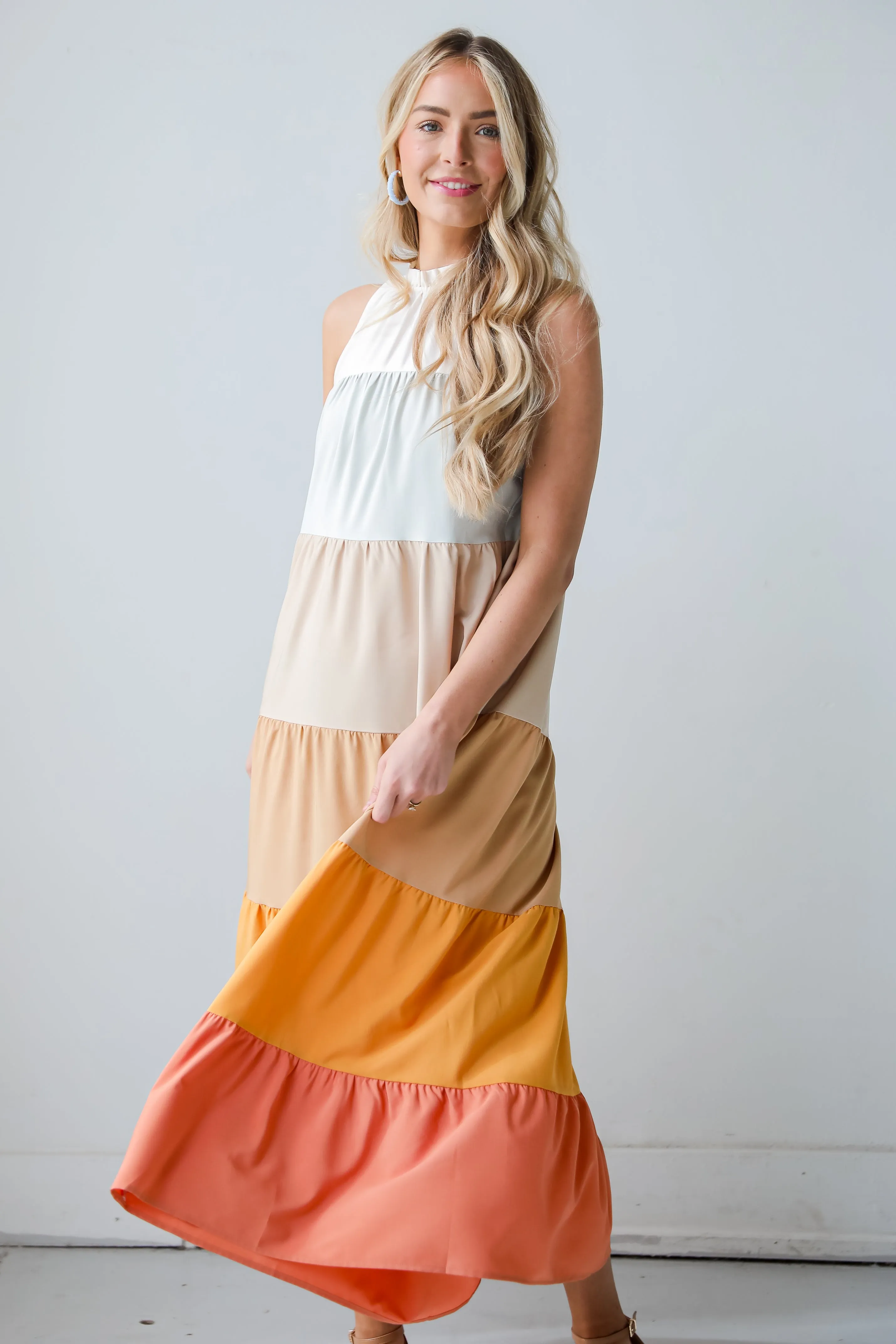 Ocean Skies Color Block Maxi Dress