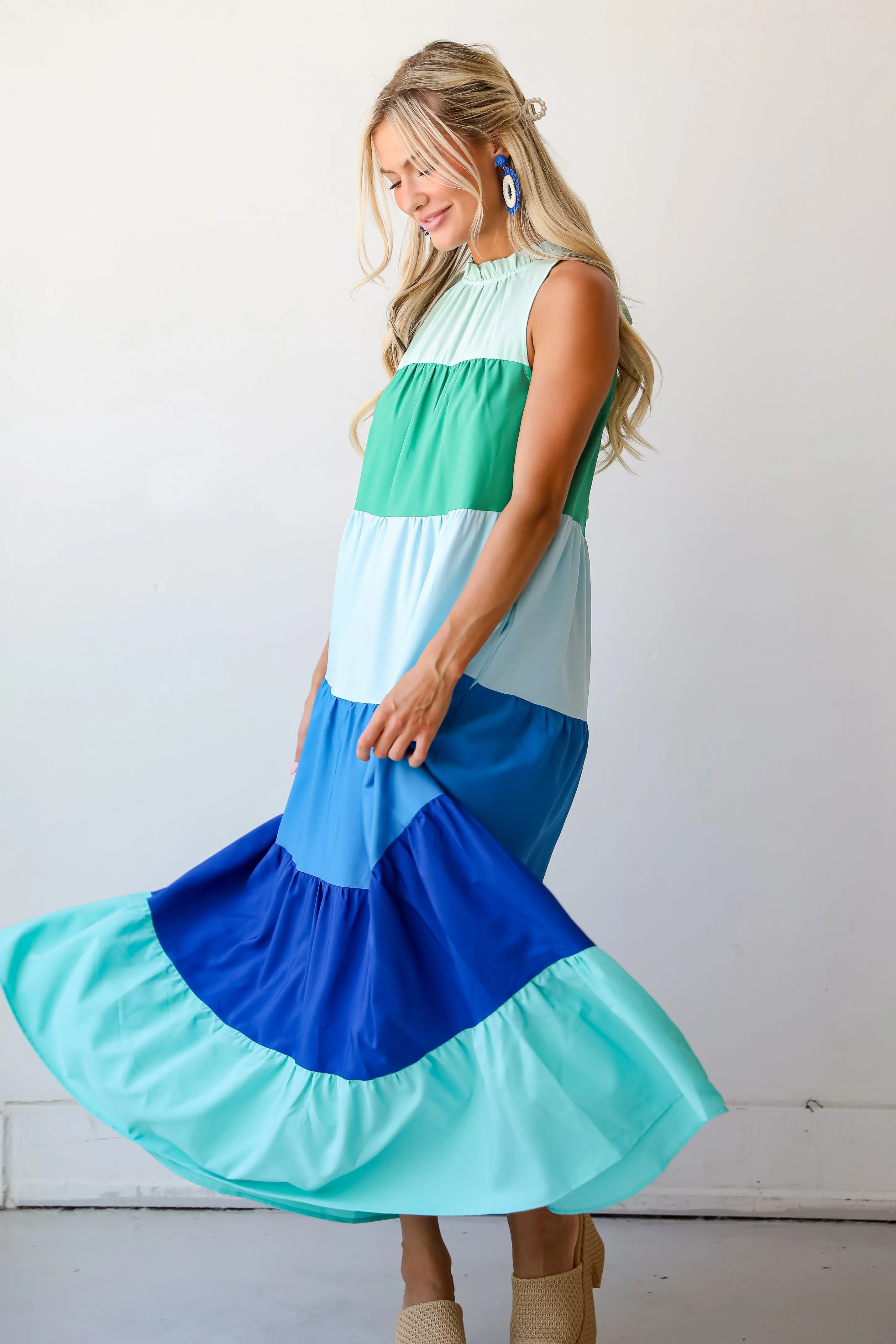 Ocean Skies Color Block Maxi Dress