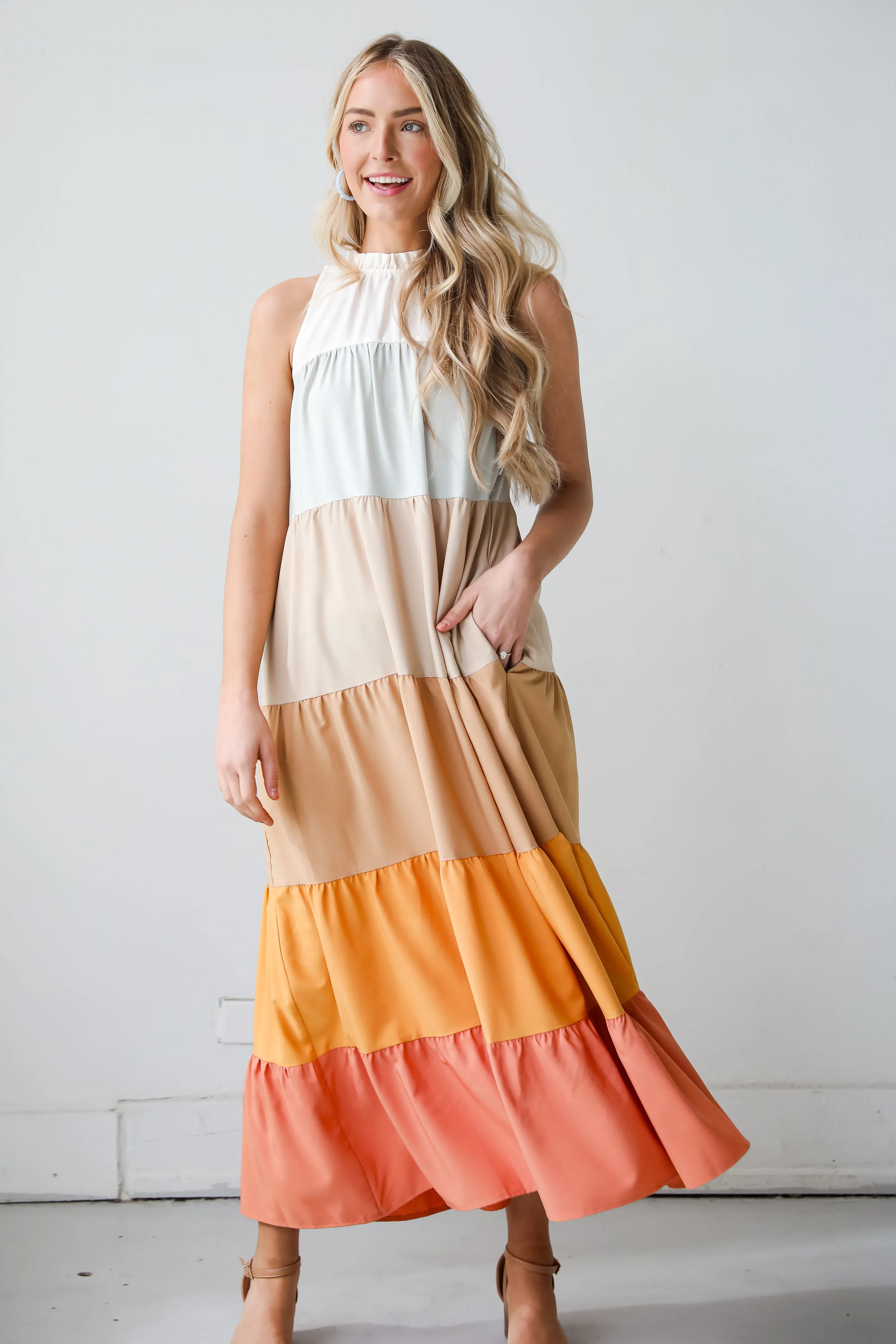 Ocean Skies Color Block Maxi Dress