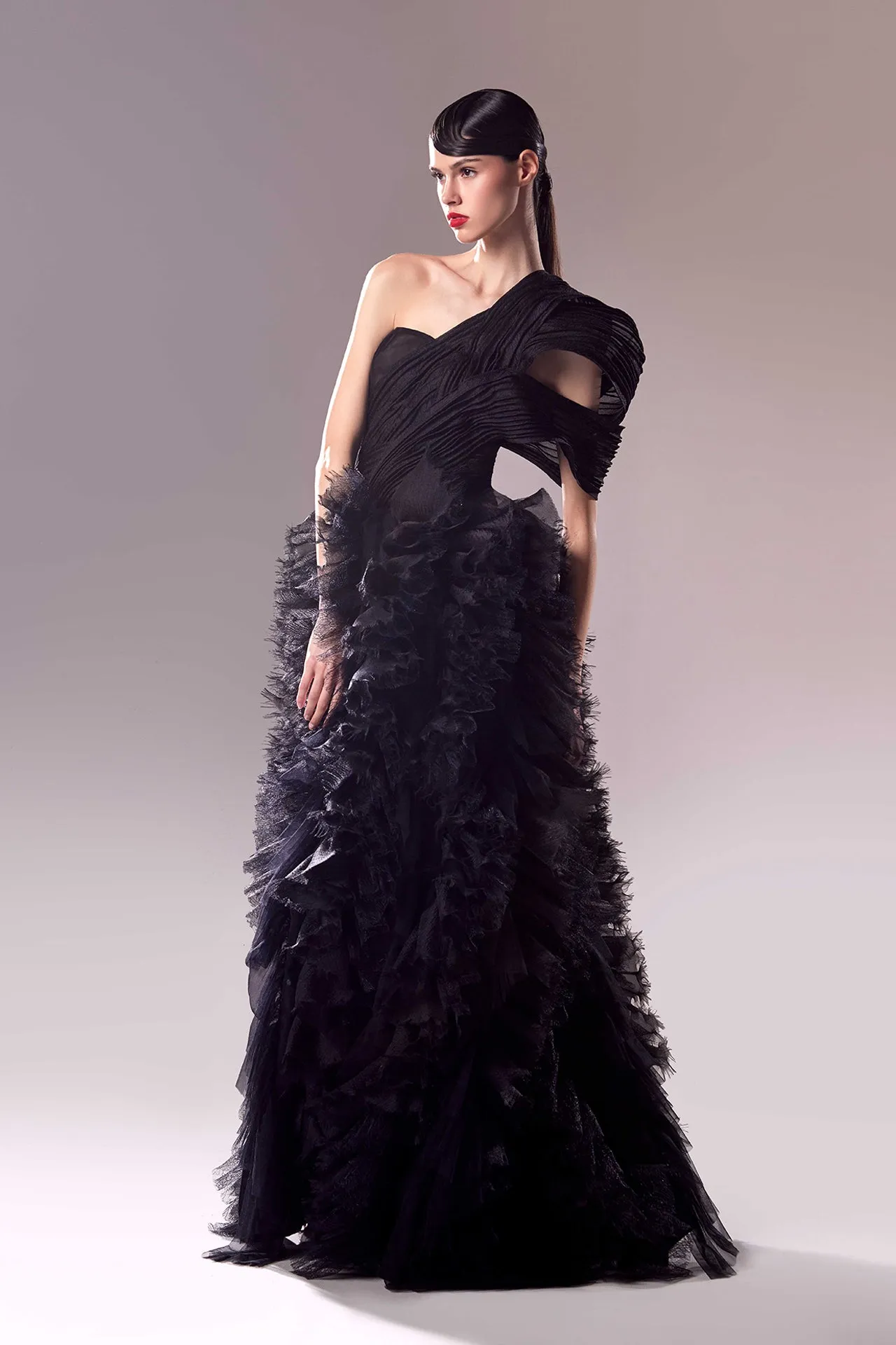Off-The-Shoulder Sheer Organza Dress
