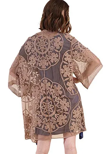 Oh Sweet Lace! Floral Lace Open Front Kimono by Umgee