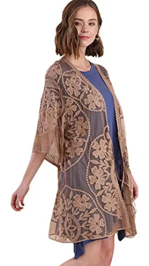 Oh Sweet Lace! Floral Lace Open Front Kimono by Umgee