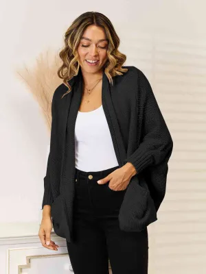 Open Front Pocketed Cardigan