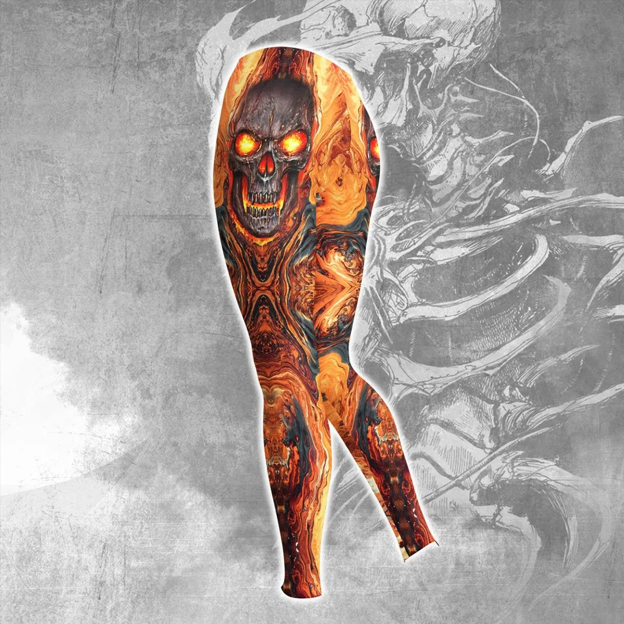 Orange Lava Skull Combo Hoodie and Leggings