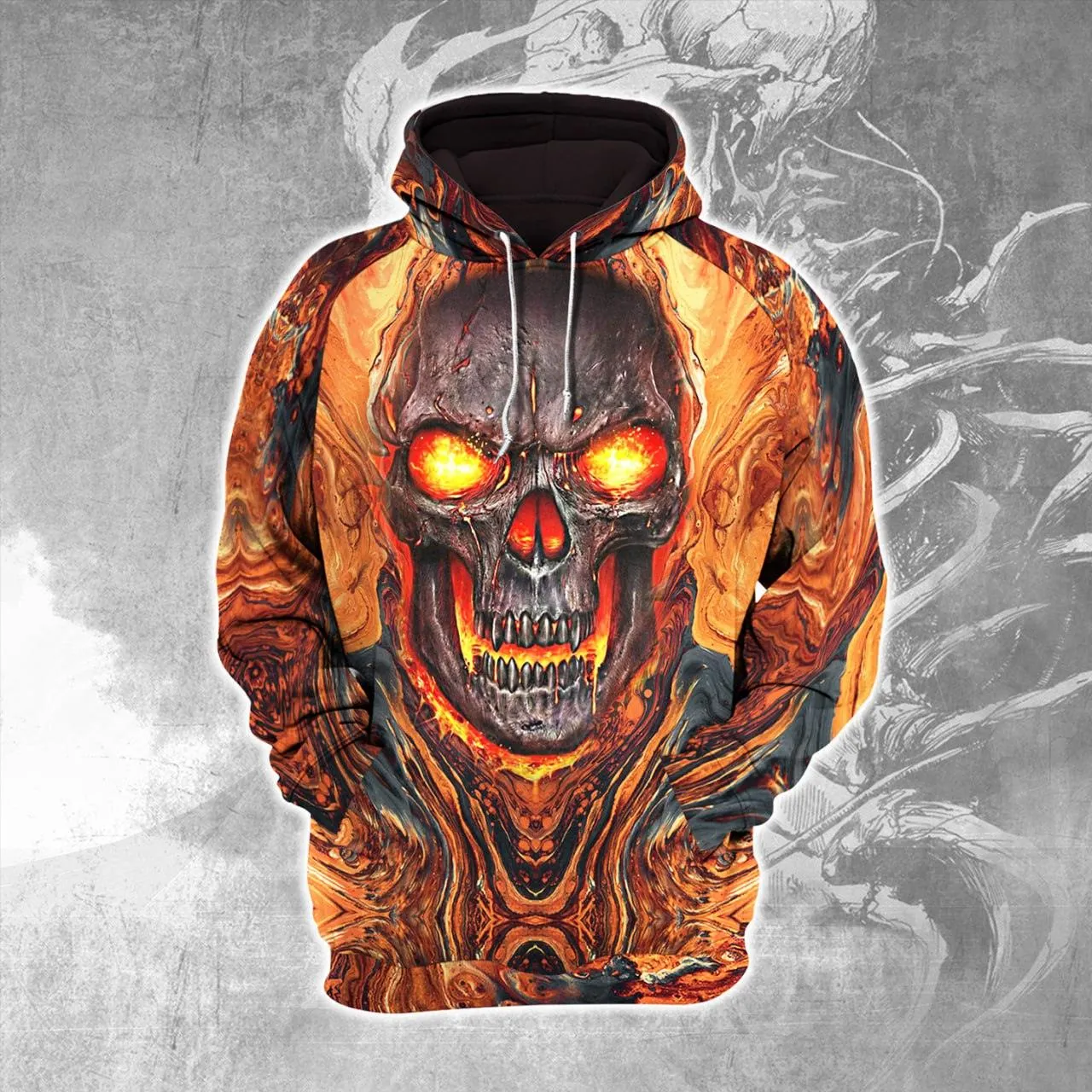 Orange Lava Skull Combo Hoodie and Leggings