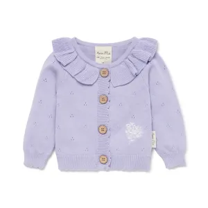 Organic Cotton Knit Cardigan | Lavender