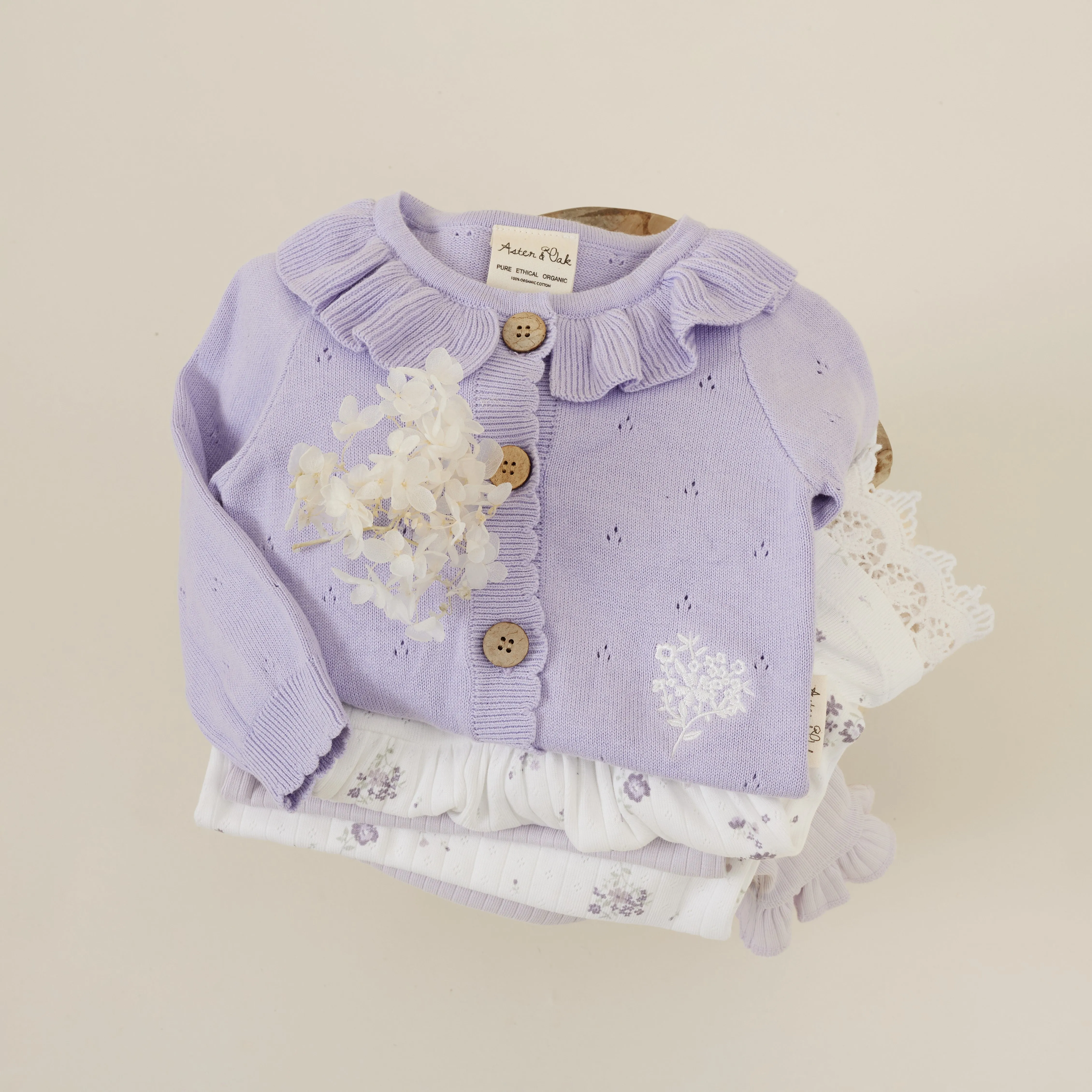 Organic Cotton Knit Cardigan | Lavender