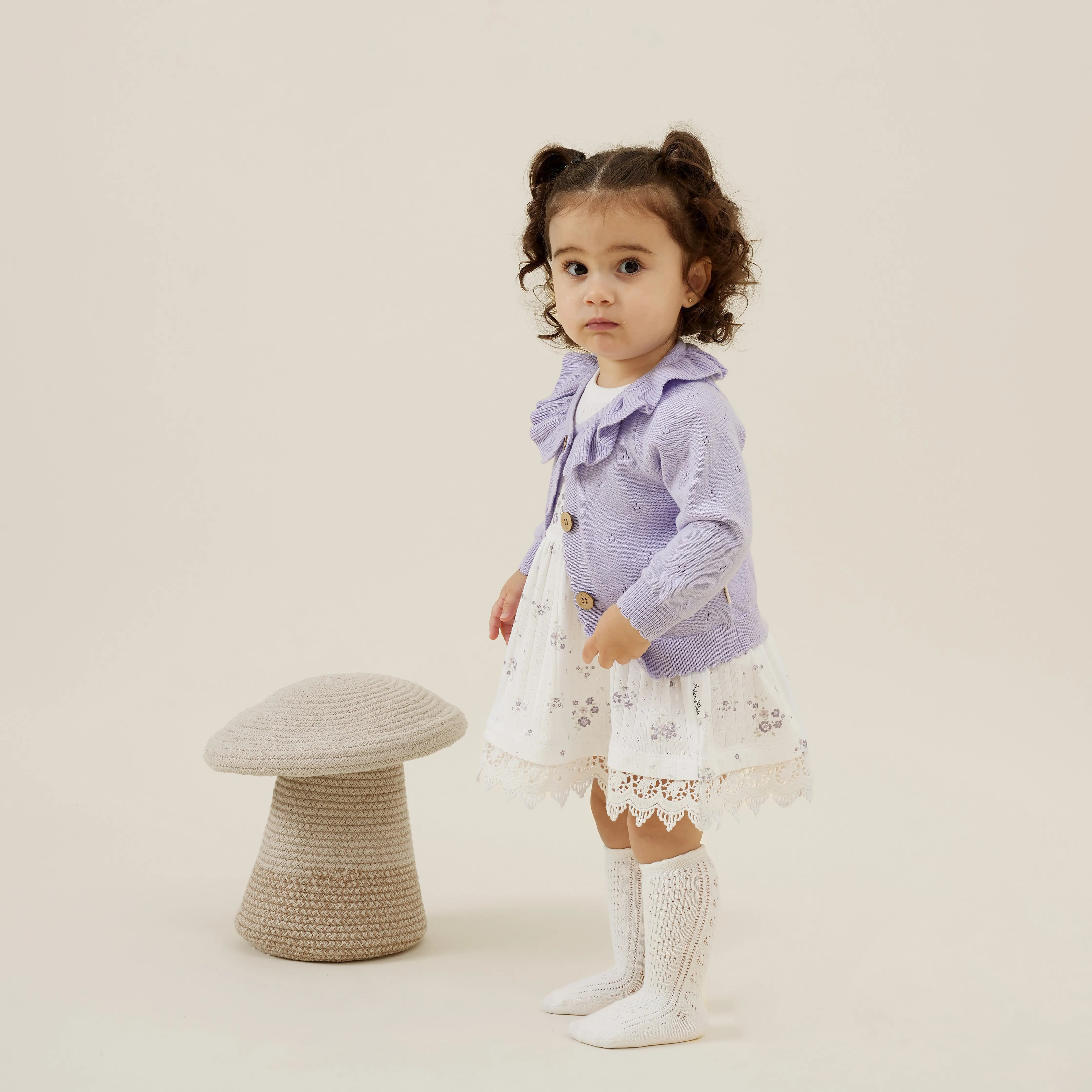 Organic Cotton Knit Cardigan | Lavender