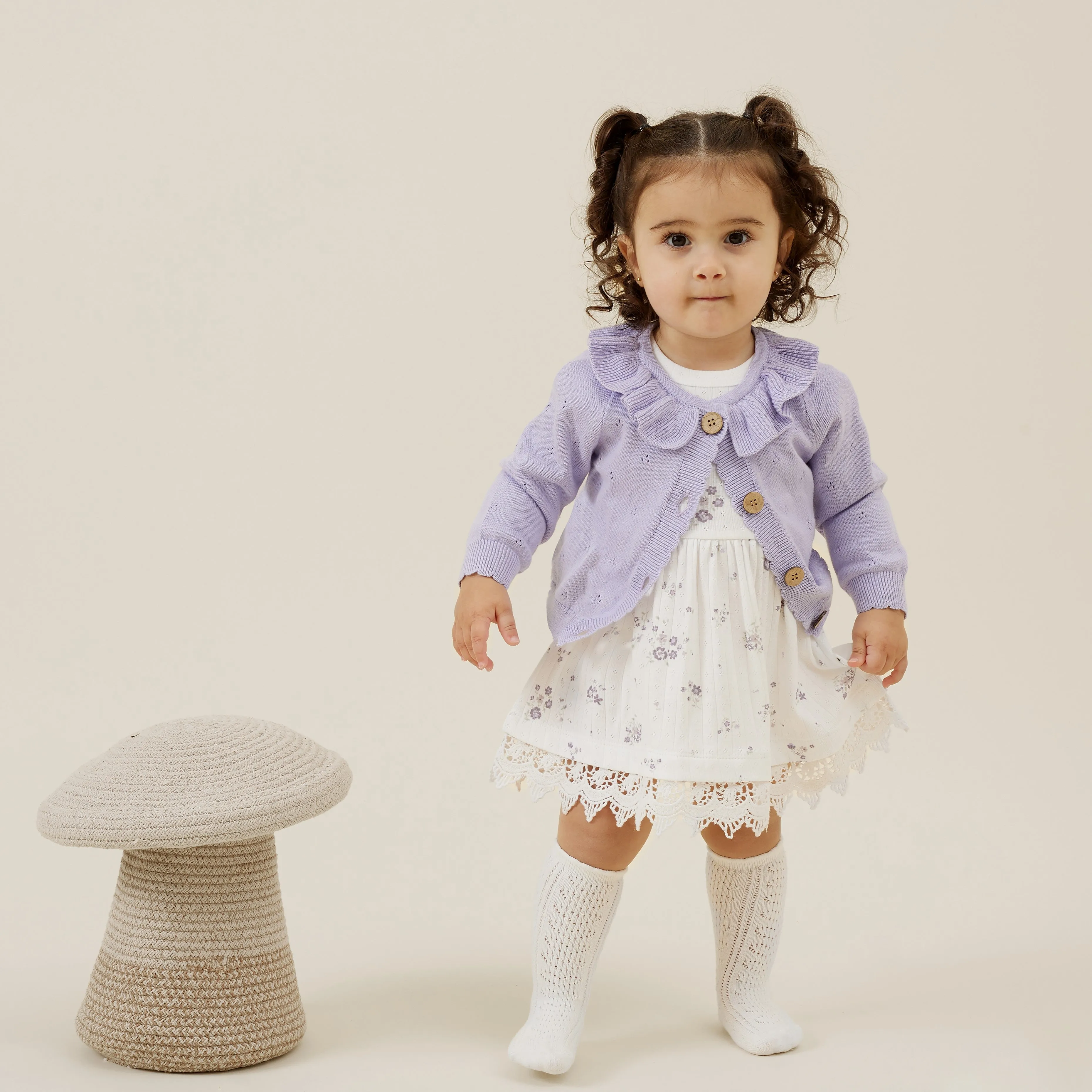 Organic Cotton Knit Cardigan | Lavender