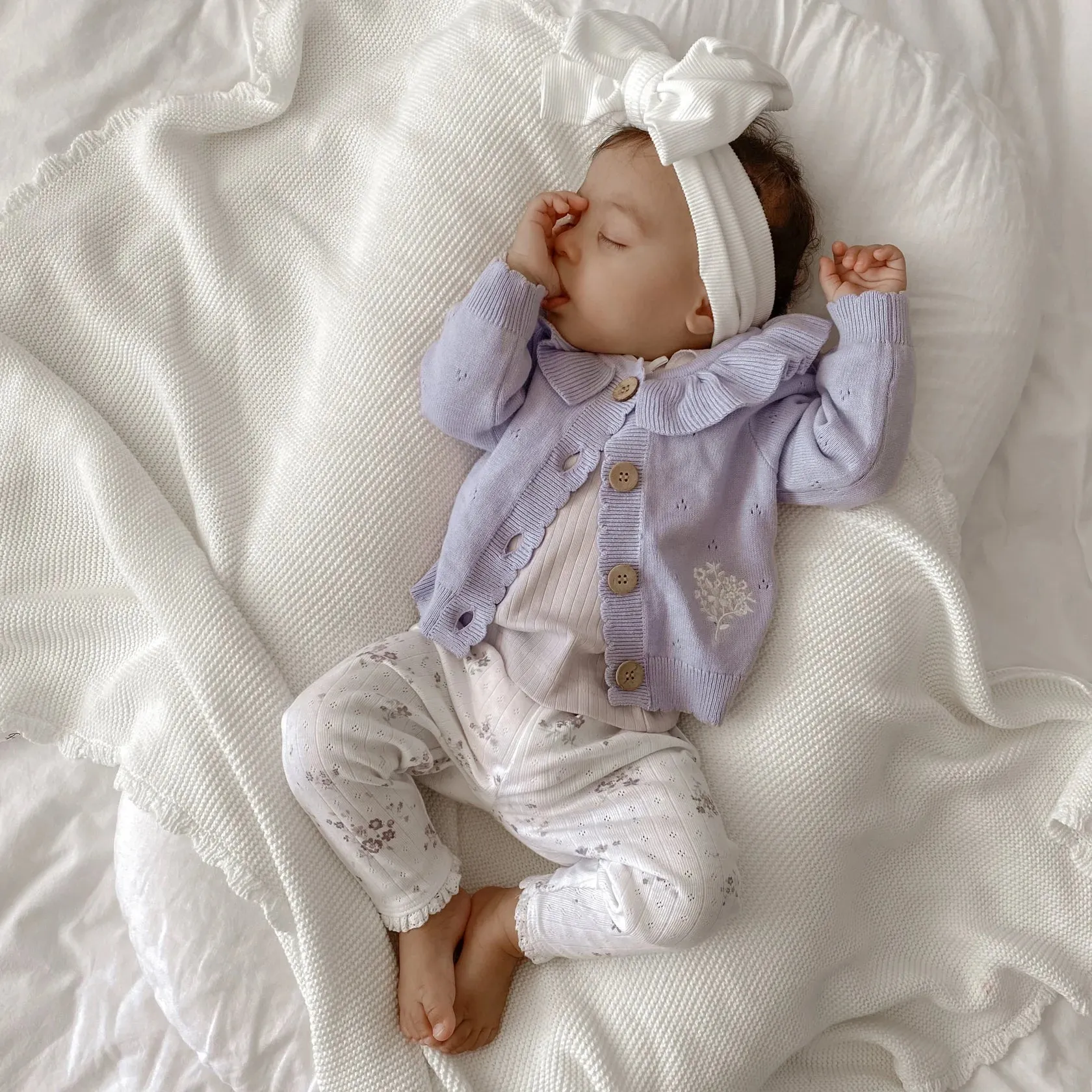 Organic Cotton Knit Cardigan | Lavender