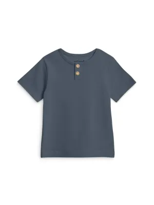 Organic Kids Reef Henley Crew Neck Tee - Harbor