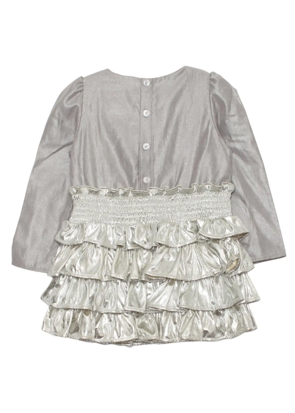 Orion Special Occassion Silver Long Sleeve Dress