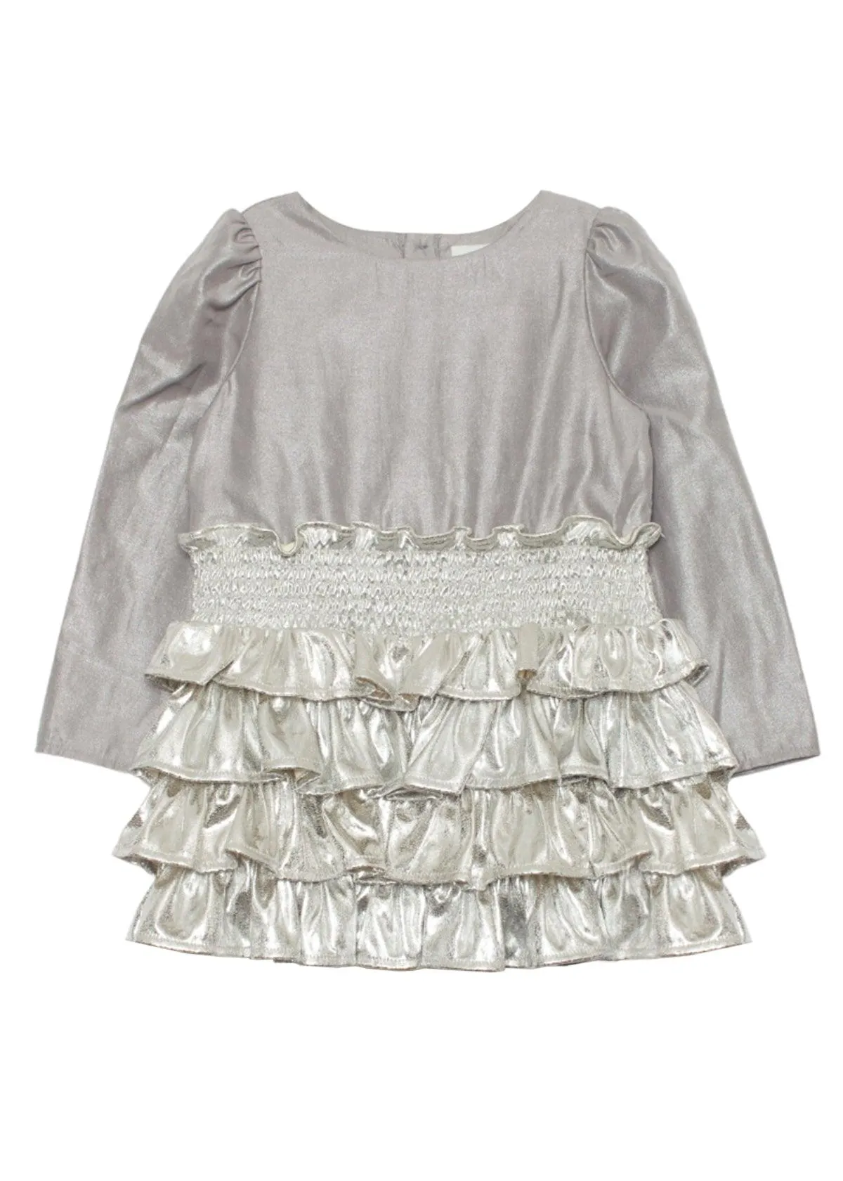 Orion Special Occassion Silver Long Sleeve Dress