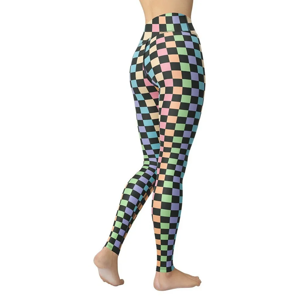 Pastel Checkerboard Yoga Leggings
