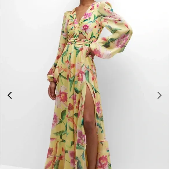 PatBo Laelia Cut Out Maxi Dress in Canary