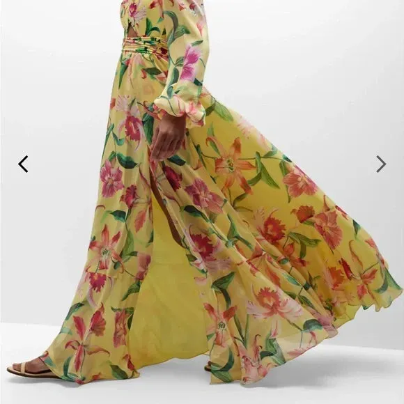 PatBo Laelia Cut Out Maxi Dress in Canary
