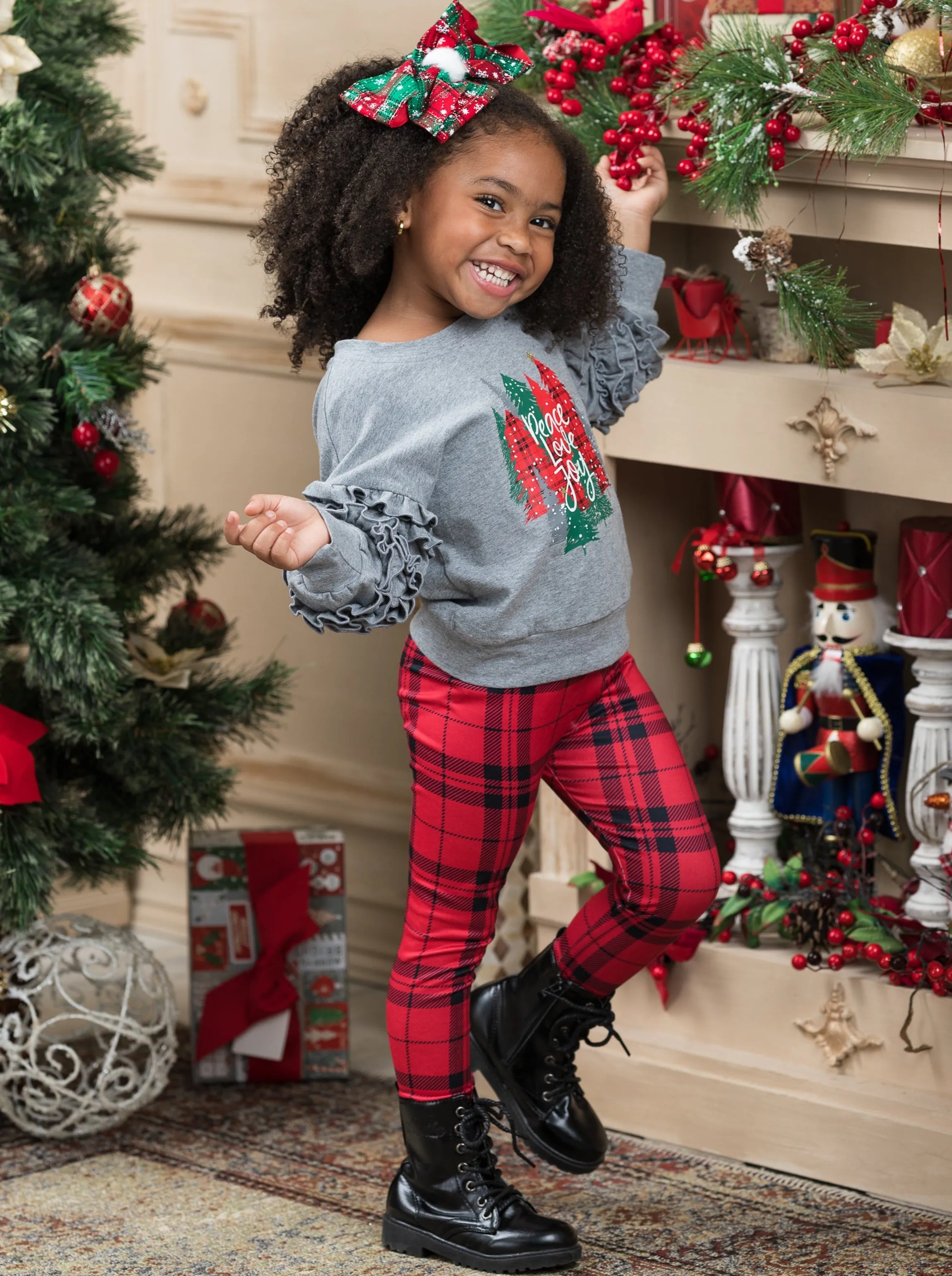 Peace Love Joy Plaid Legging Set
