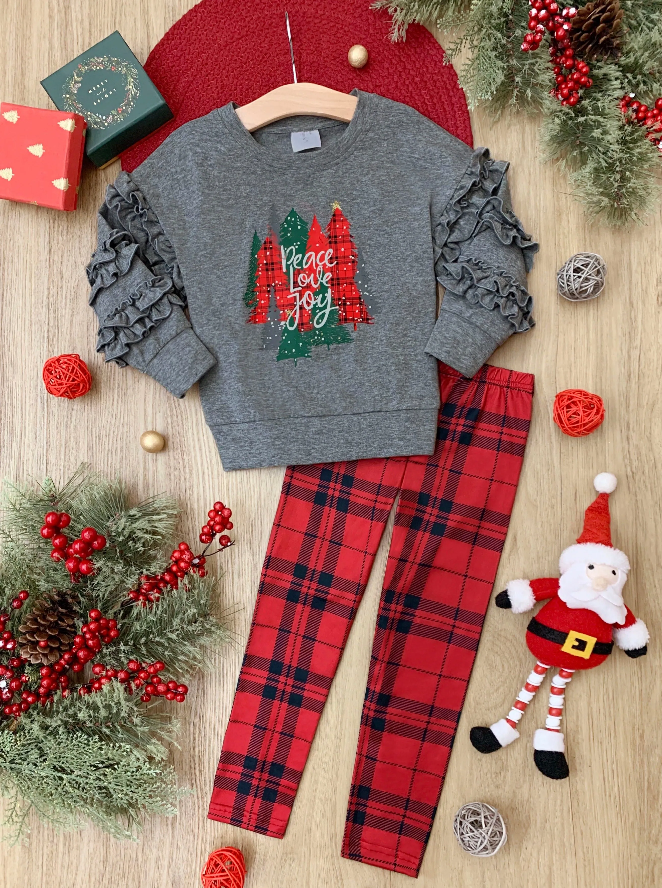 Peace Love Joy Plaid Legging Set