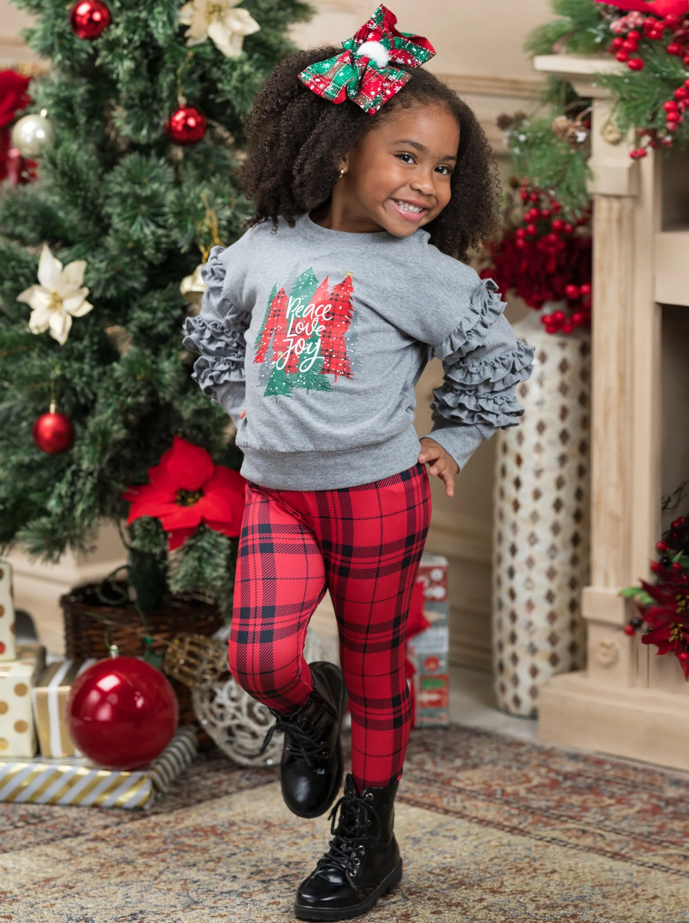 Peace Love Joy Plaid Legging Set