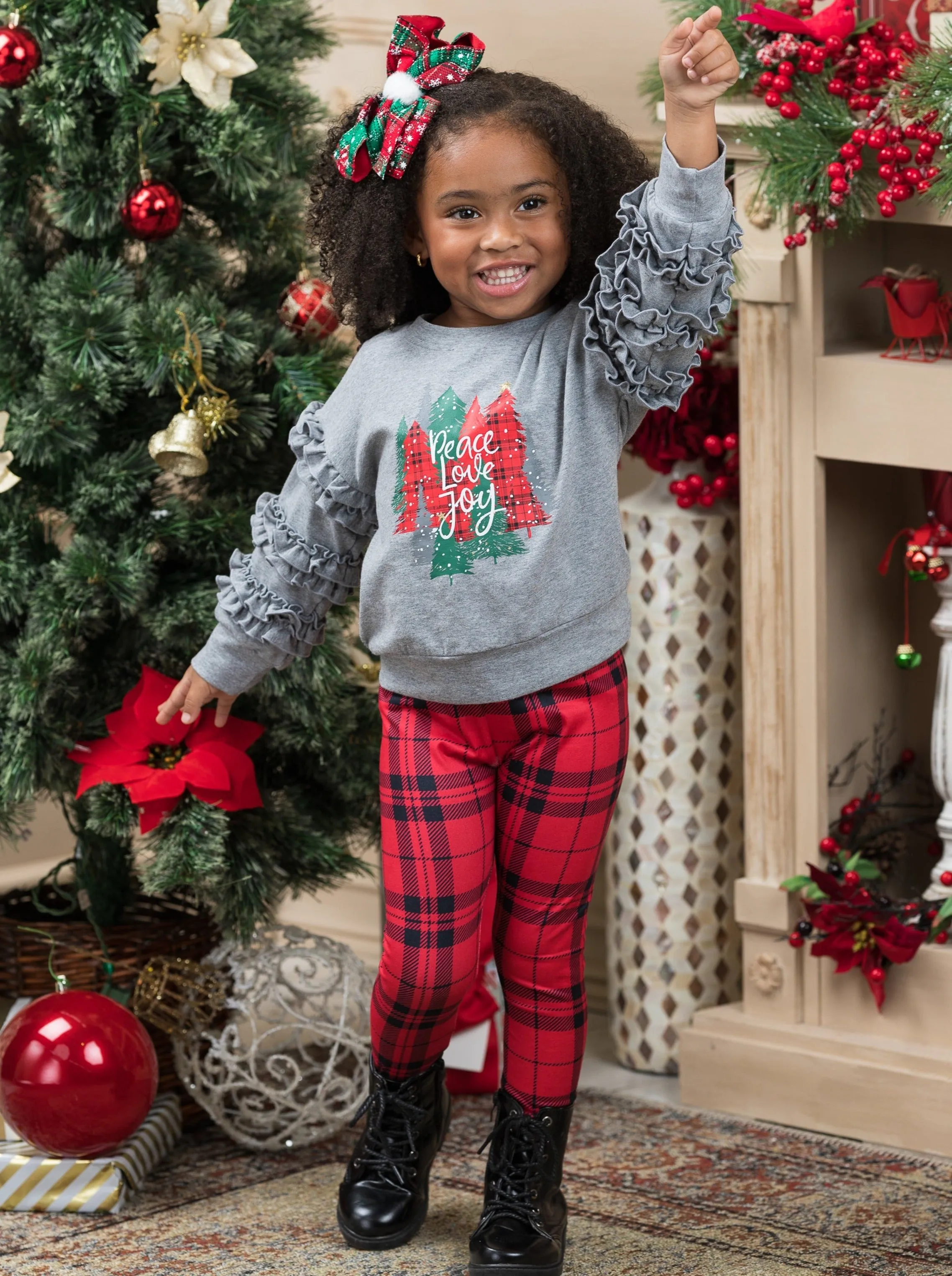 Peace Love Joy Plaid Legging Set