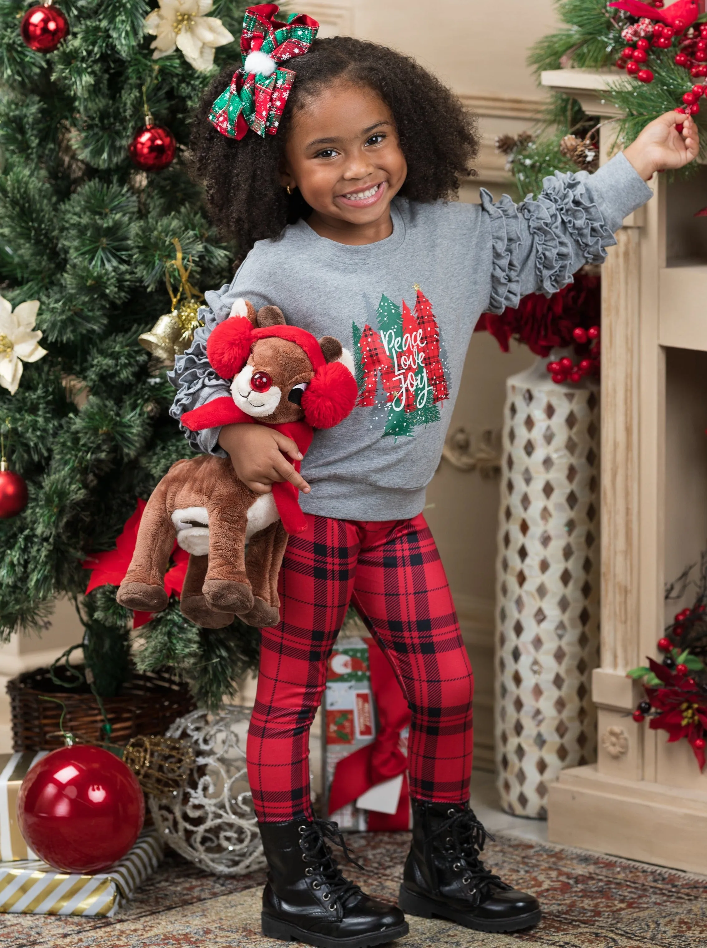 Peace Love Joy Plaid Legging Set